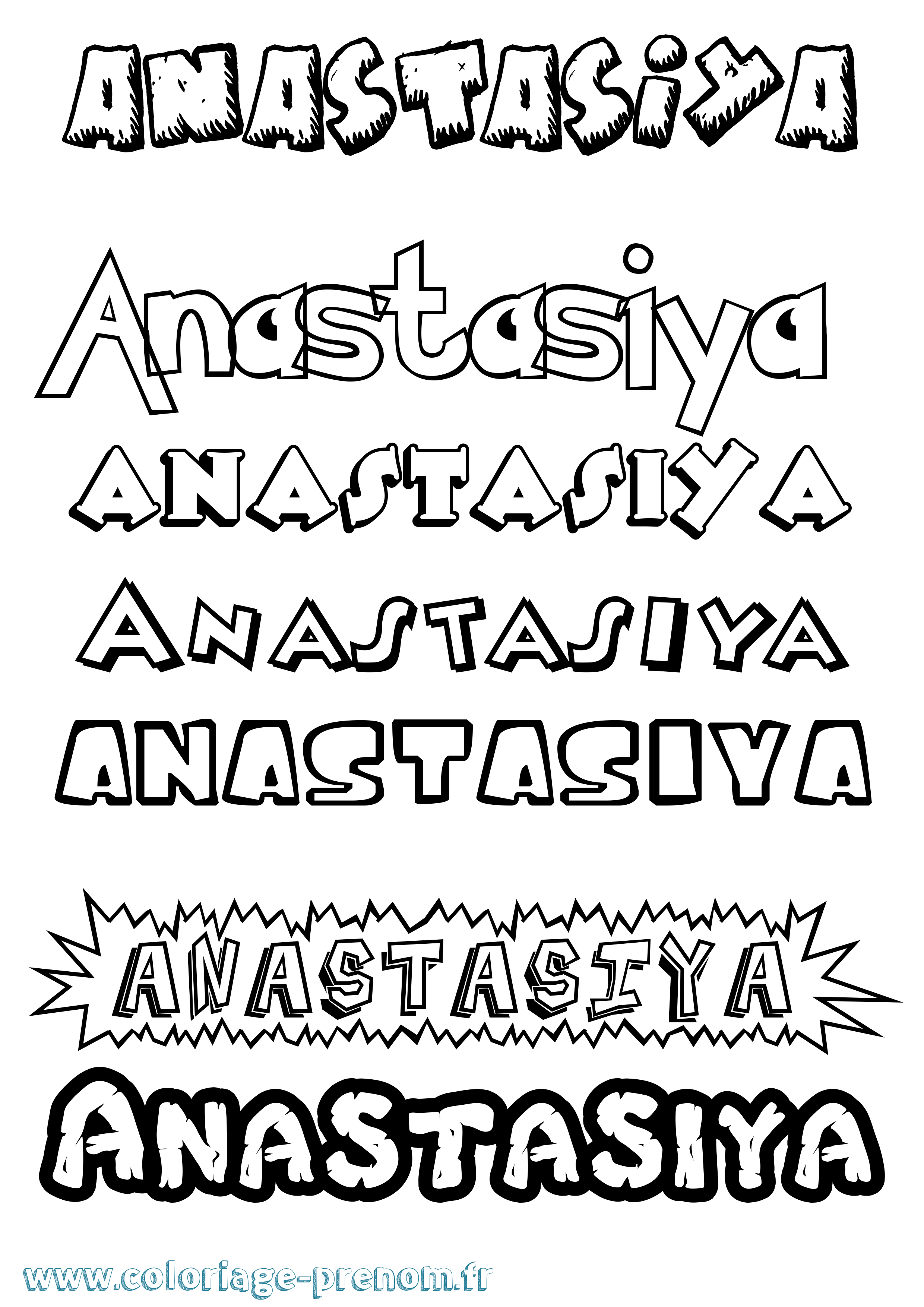 Coloriage Anastasiya Dessin Animé Coloriage prénom Anastasiya Dessin Animé
