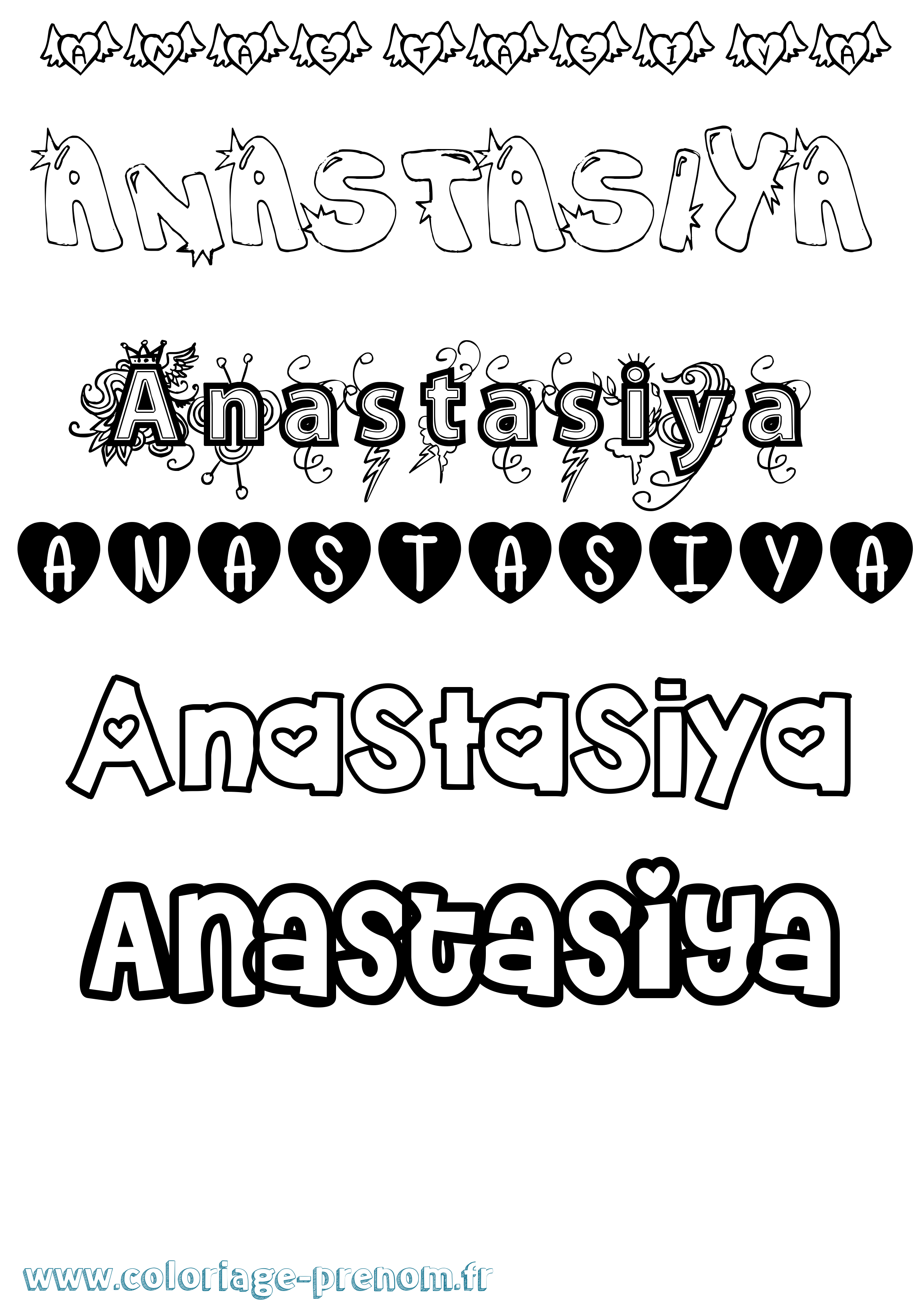 Coloriage Anastasiya Girly Coloriage prénom Anastasiya Girly