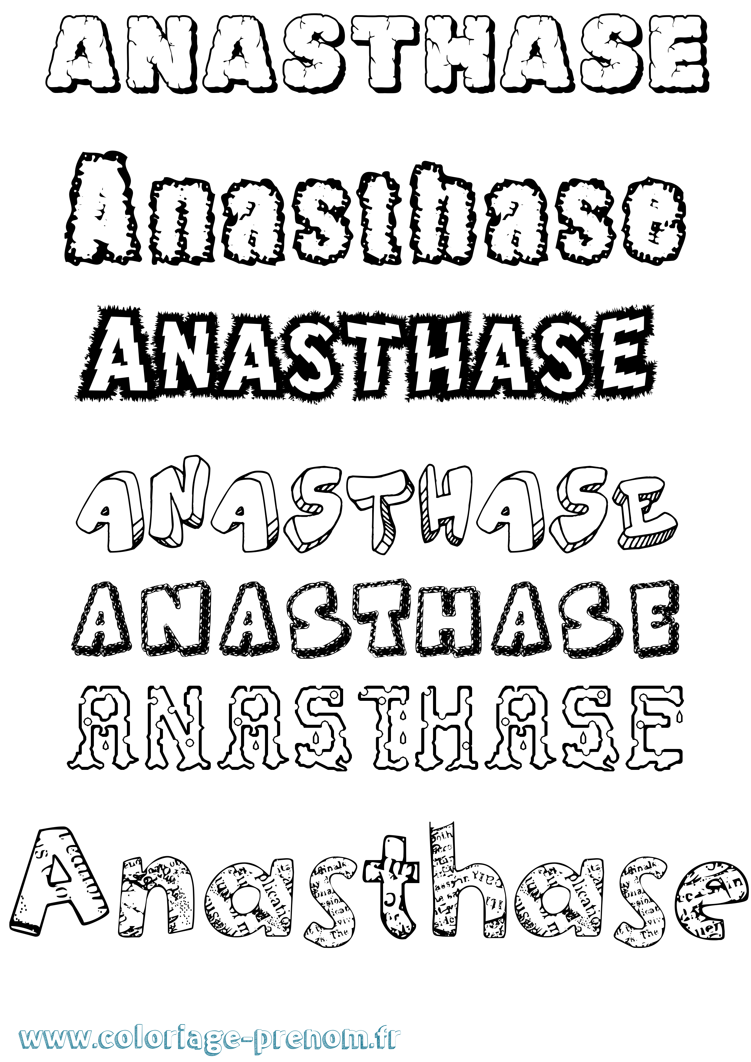 Coloriage Anasthase Destructuré Coloriage prénom Anasthase Destructuré