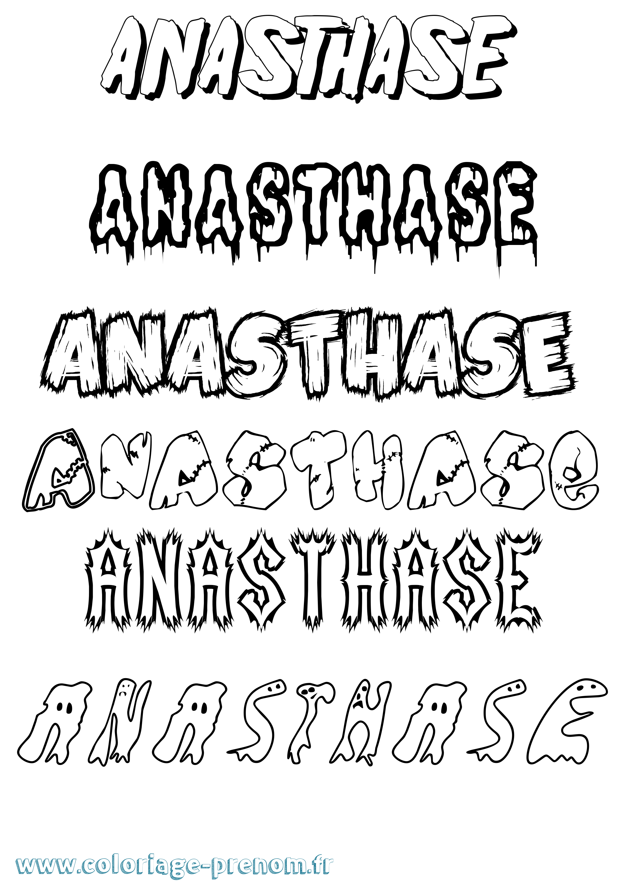 Coloriage Anasthase Frisson Coloriage prénom Anasthase Frisson