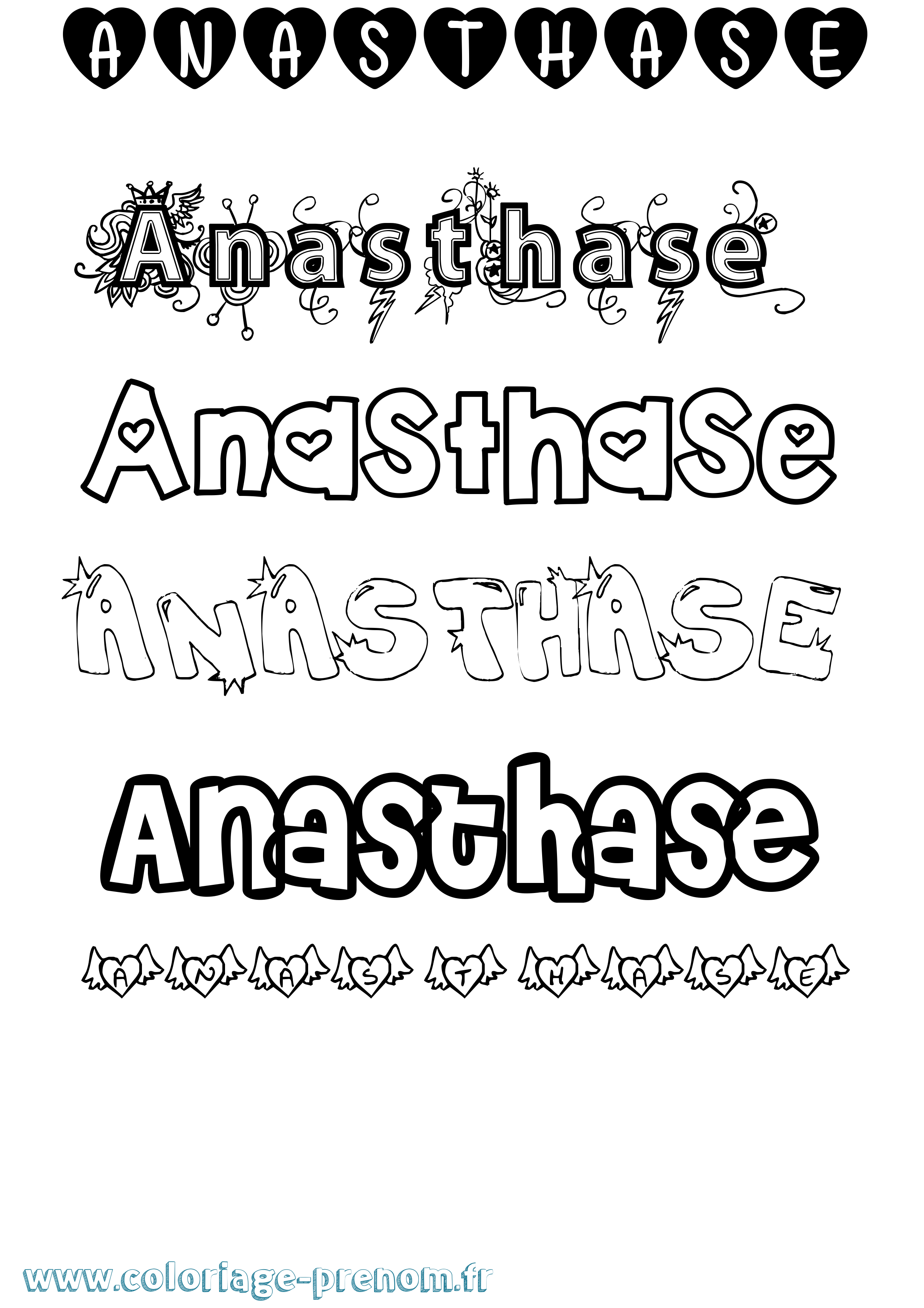 Coloriage Anasthase Girly Coloriage prénom Anasthase Girly