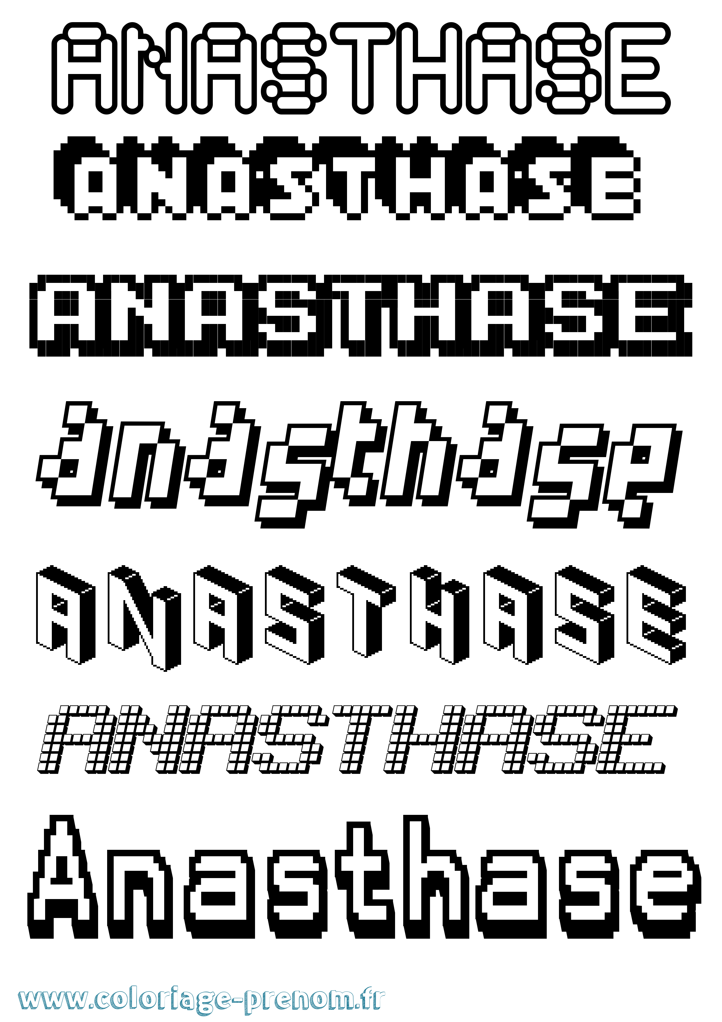 Coloriage Anasthase Pixel Coloriage prénom Anasthase Pixel