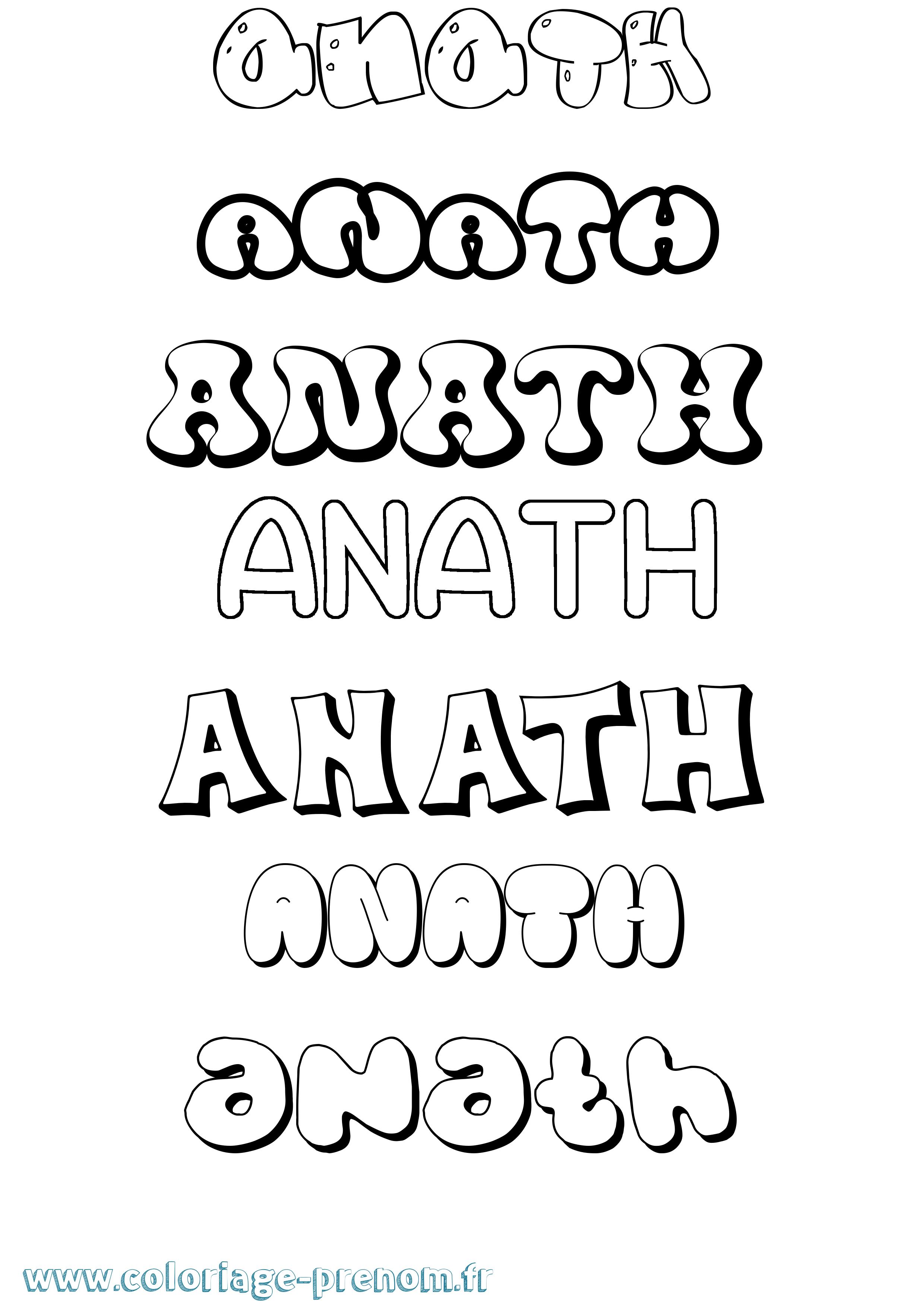 Coloriage Anath Bubble Coloriage prénom Anath Bubble