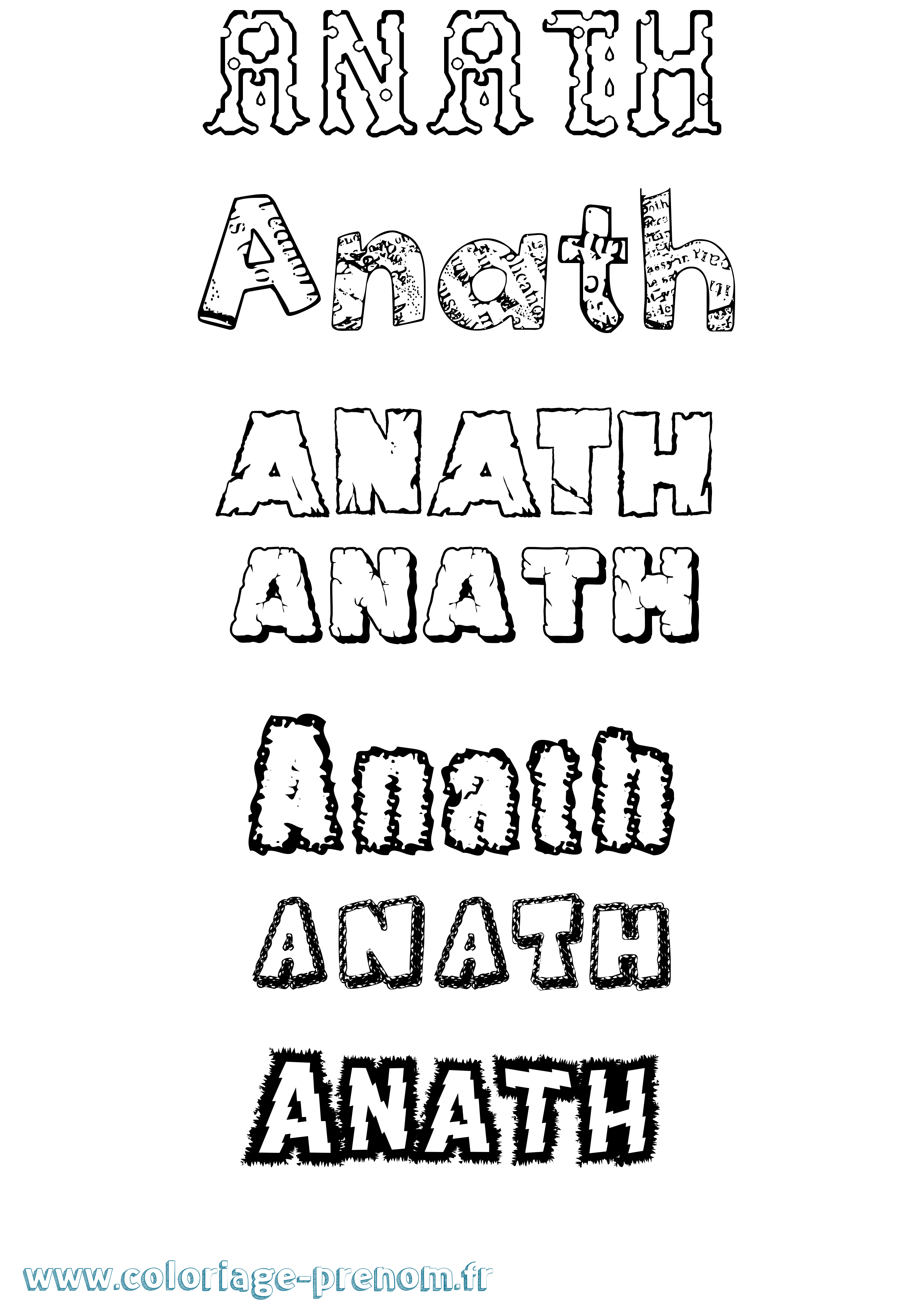 Coloriage Anath Destructuré Coloriage prénom Anath Destructuré