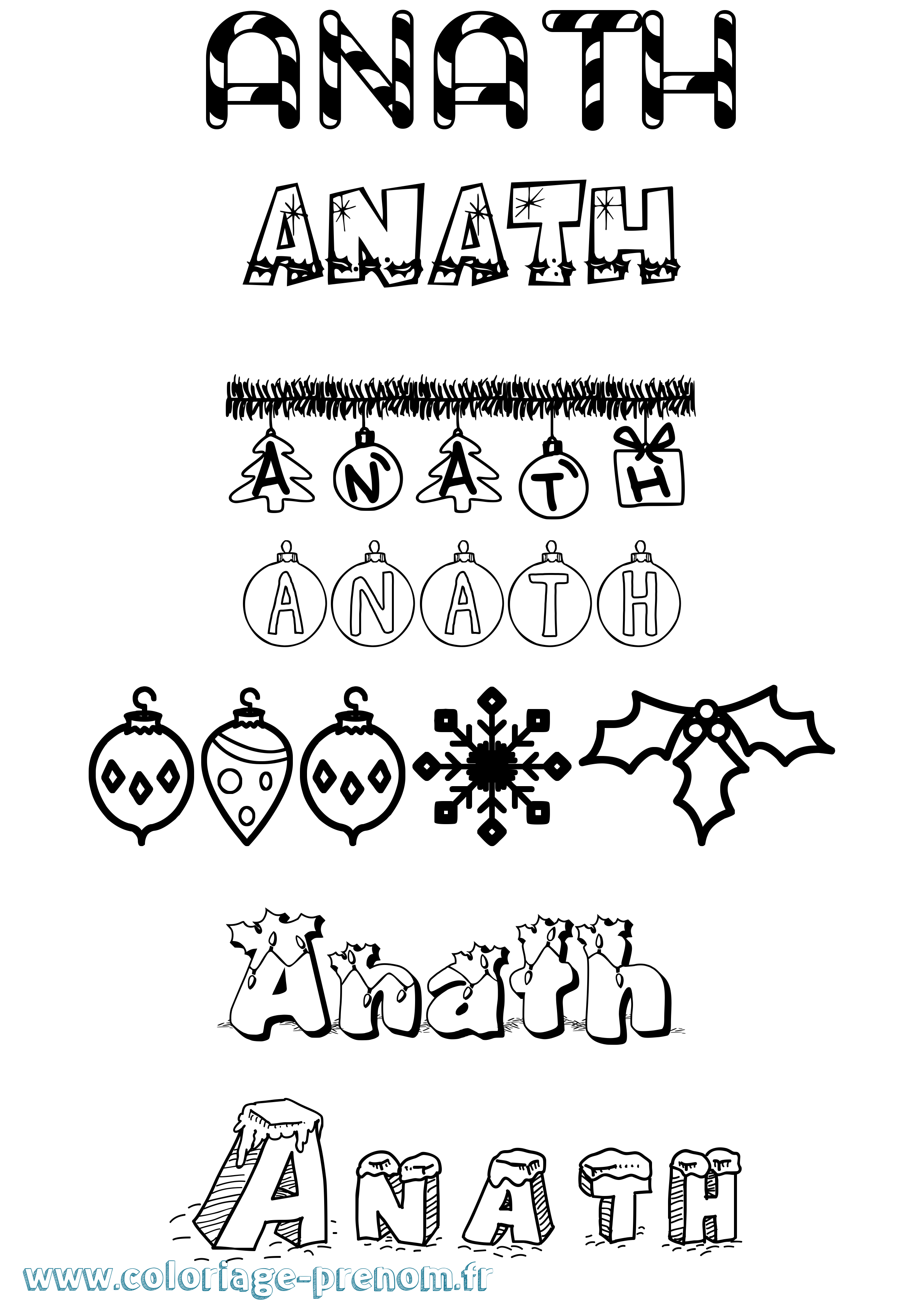 Coloriage Anath Noël Coloriage prénom Anath Noël