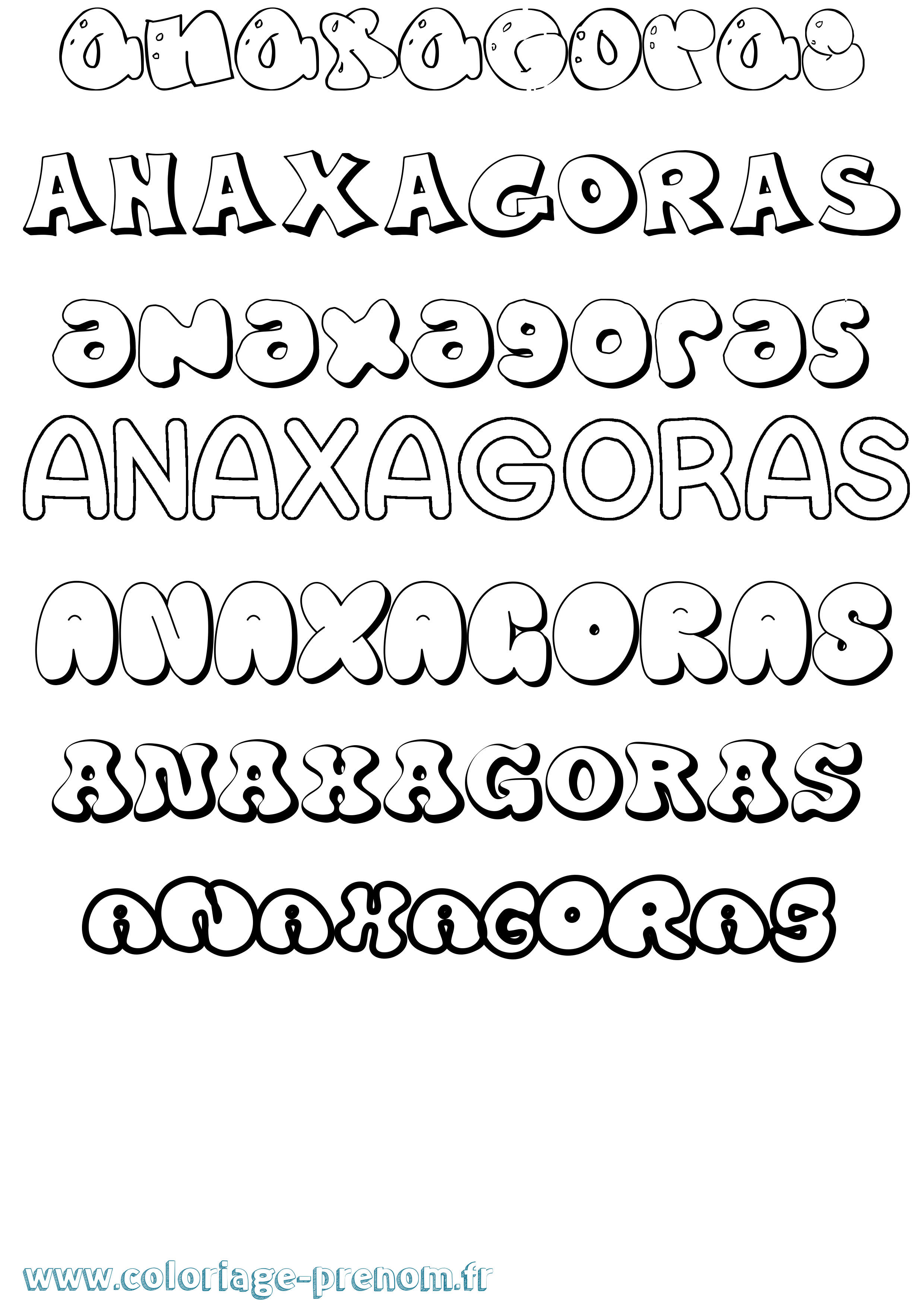 Coloriage Anaxagoras Bubble Coloriage prénom Anaxagoras Bubble