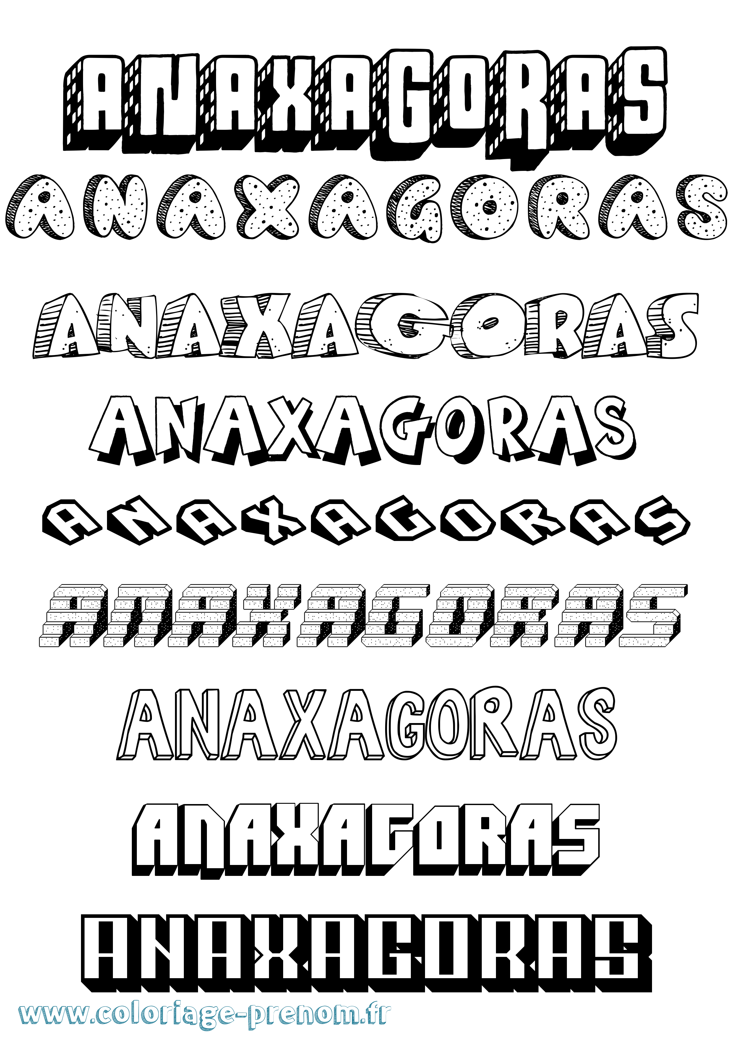 Coloriage Anaxagoras Effet 3D Coloriage prénom Anaxagoras Effet 3D
