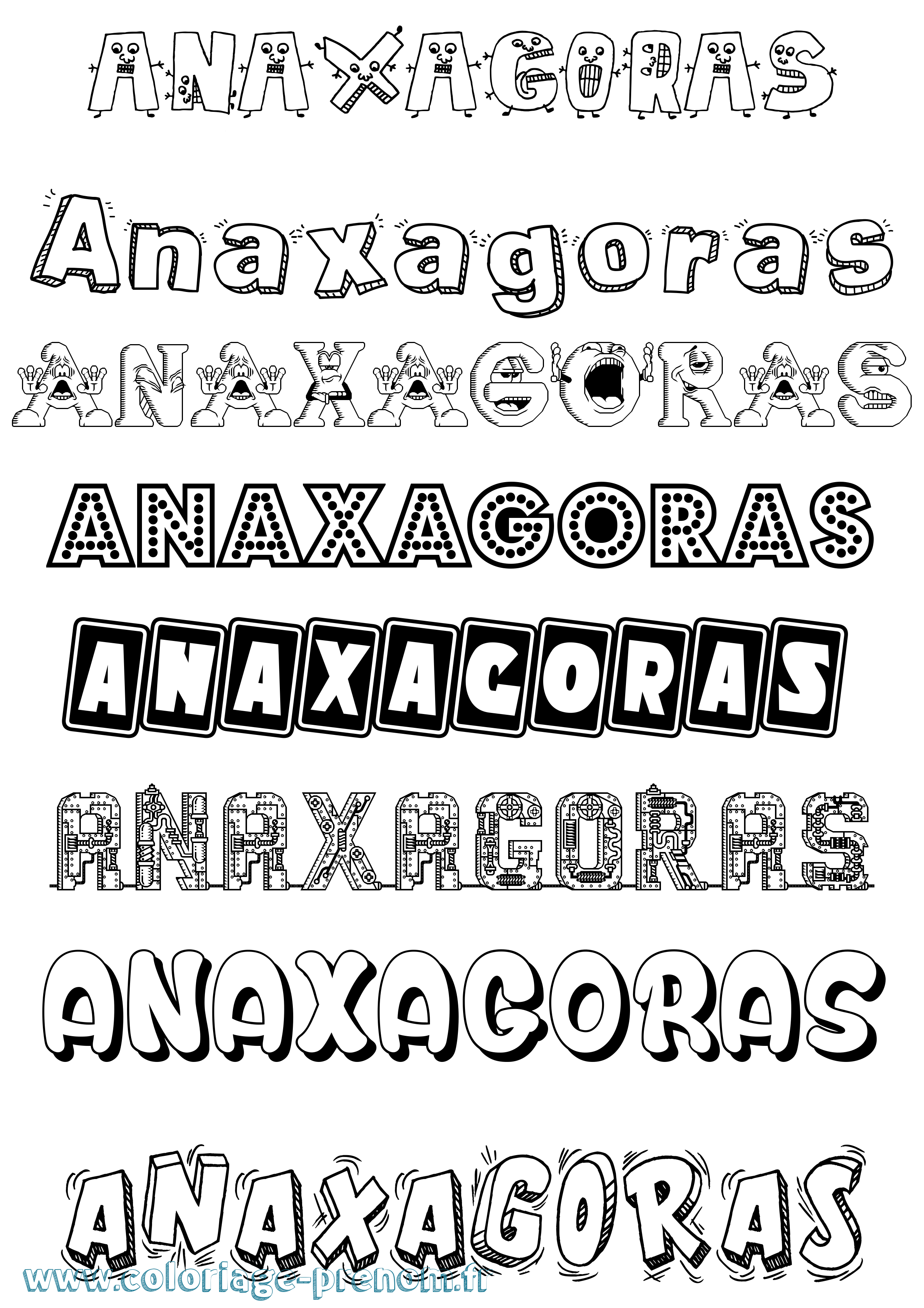 Coloriage Anaxagoras Fun Coloriage prénom Anaxagoras Fun
