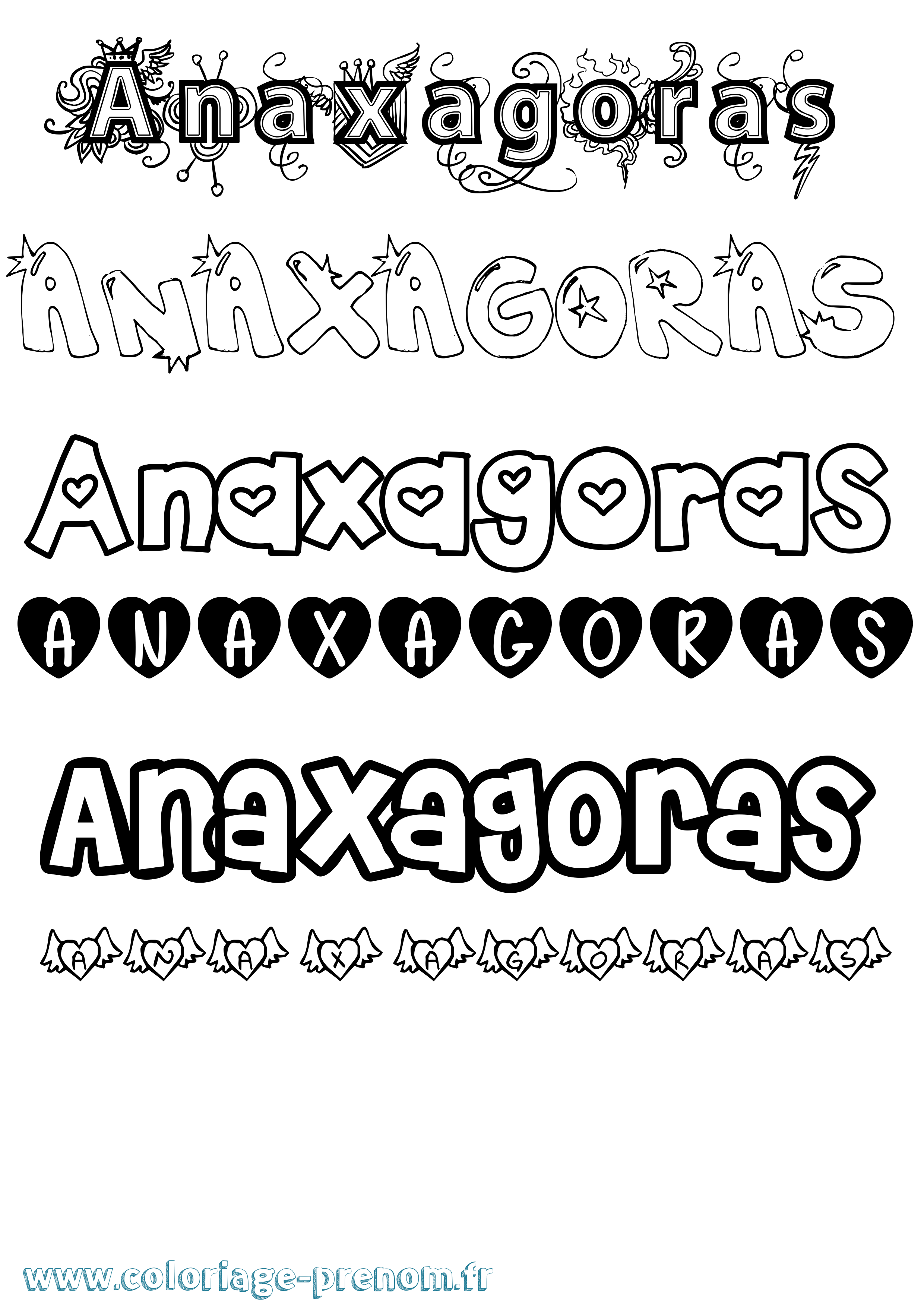 Coloriage Anaxagoras Girly Coloriage prénom Anaxagoras Girly