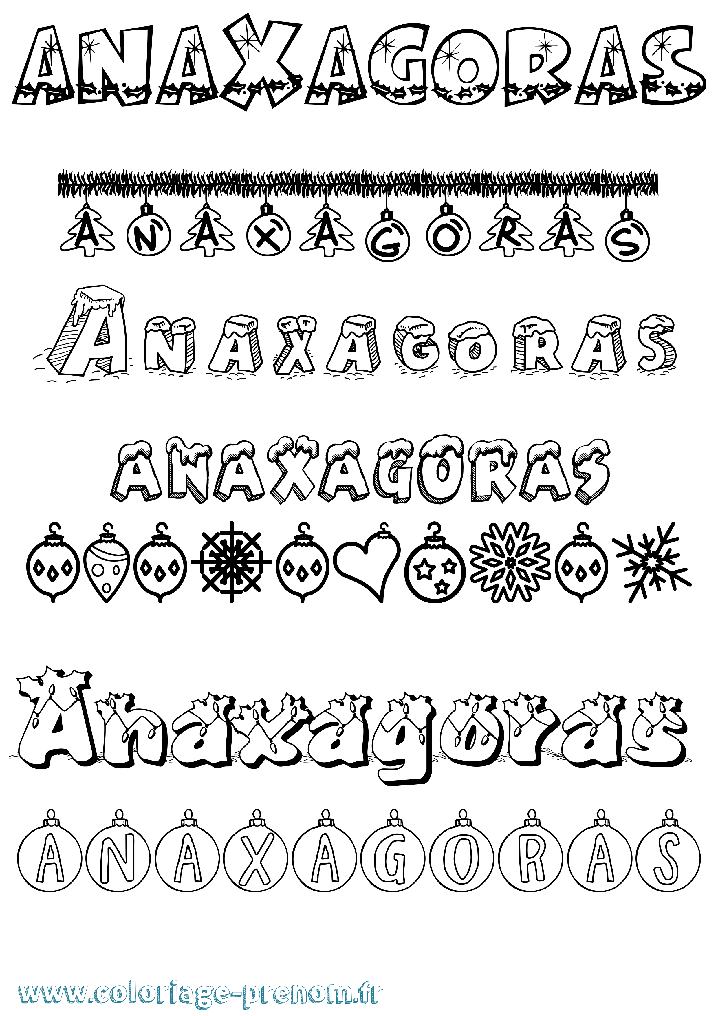 Coloriage Anaxagoras Noël Coloriage prénom Anaxagoras Noël