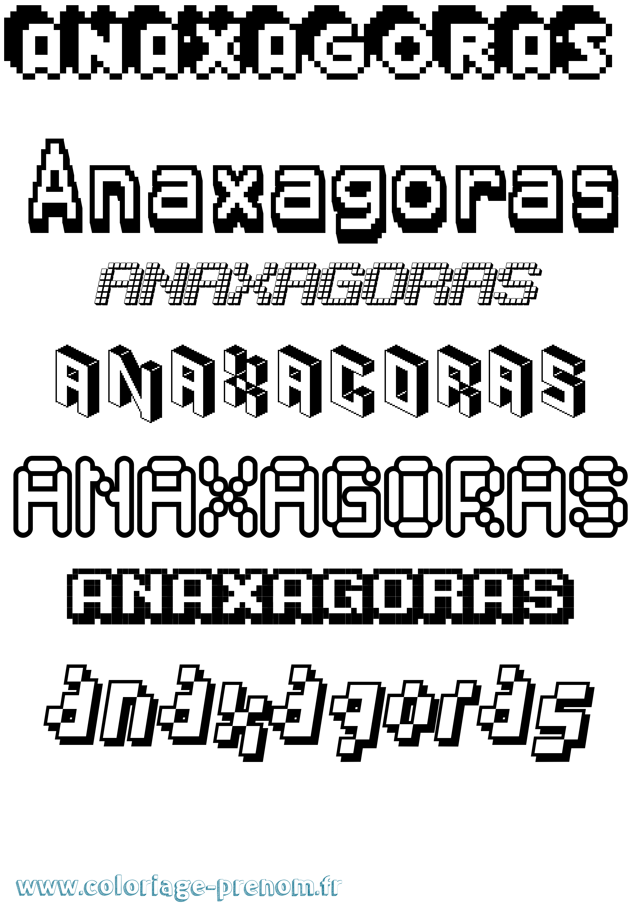 Coloriage Anaxagoras Pixel Coloriage prénom Anaxagoras Pixel
