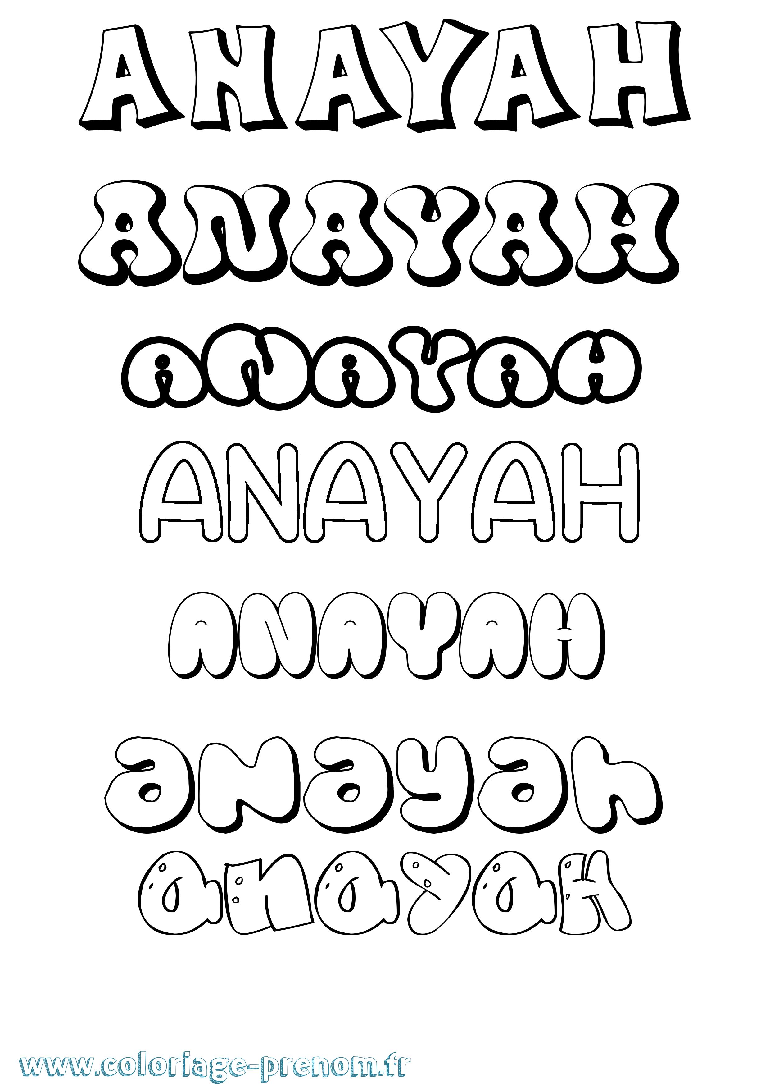 Coloriage Anayah Bubble Coloriage prénom Anayah Bubble