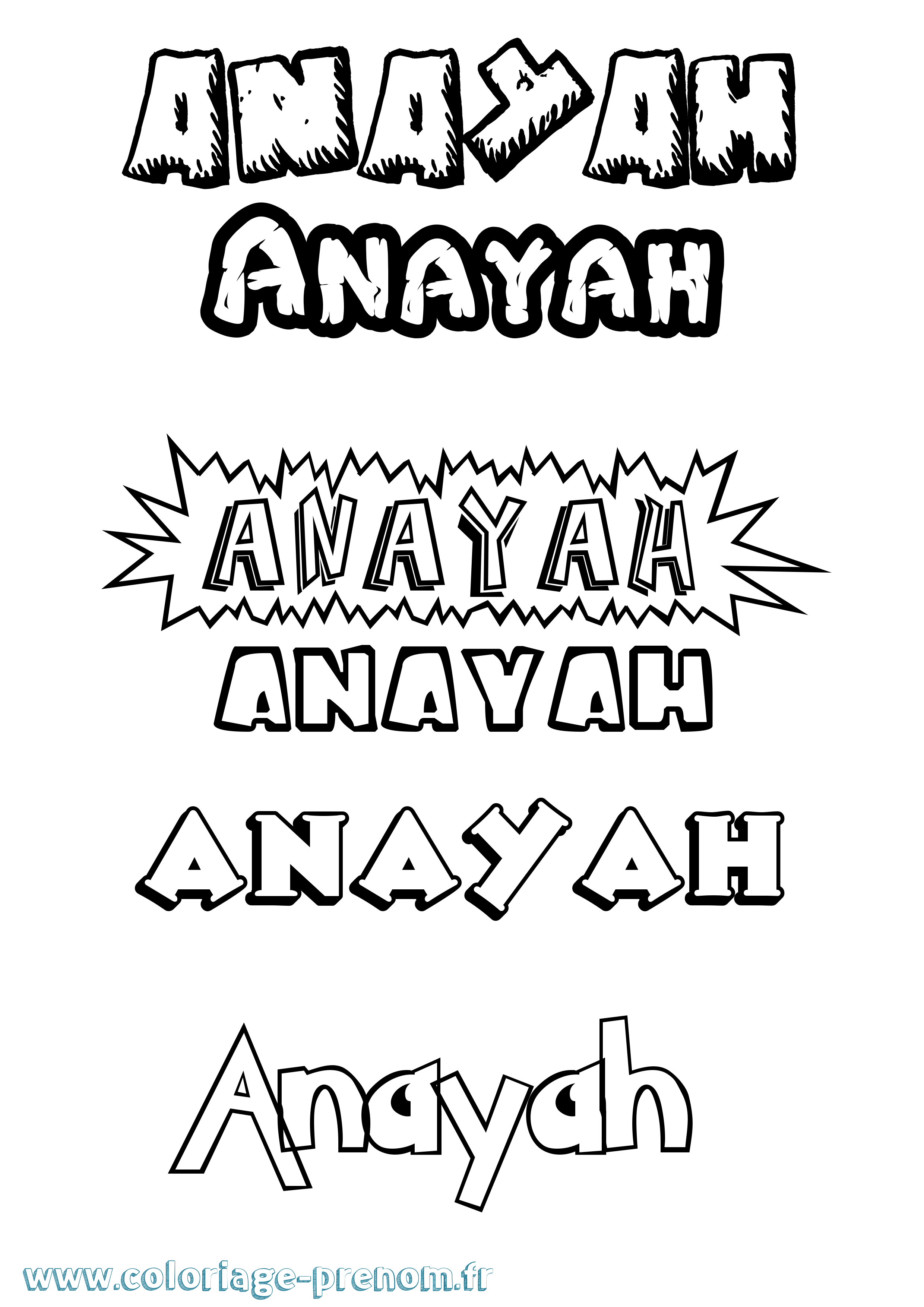 Coloriage Anayah Dessin Animé Coloriage prénom Anayah Dessin Animé