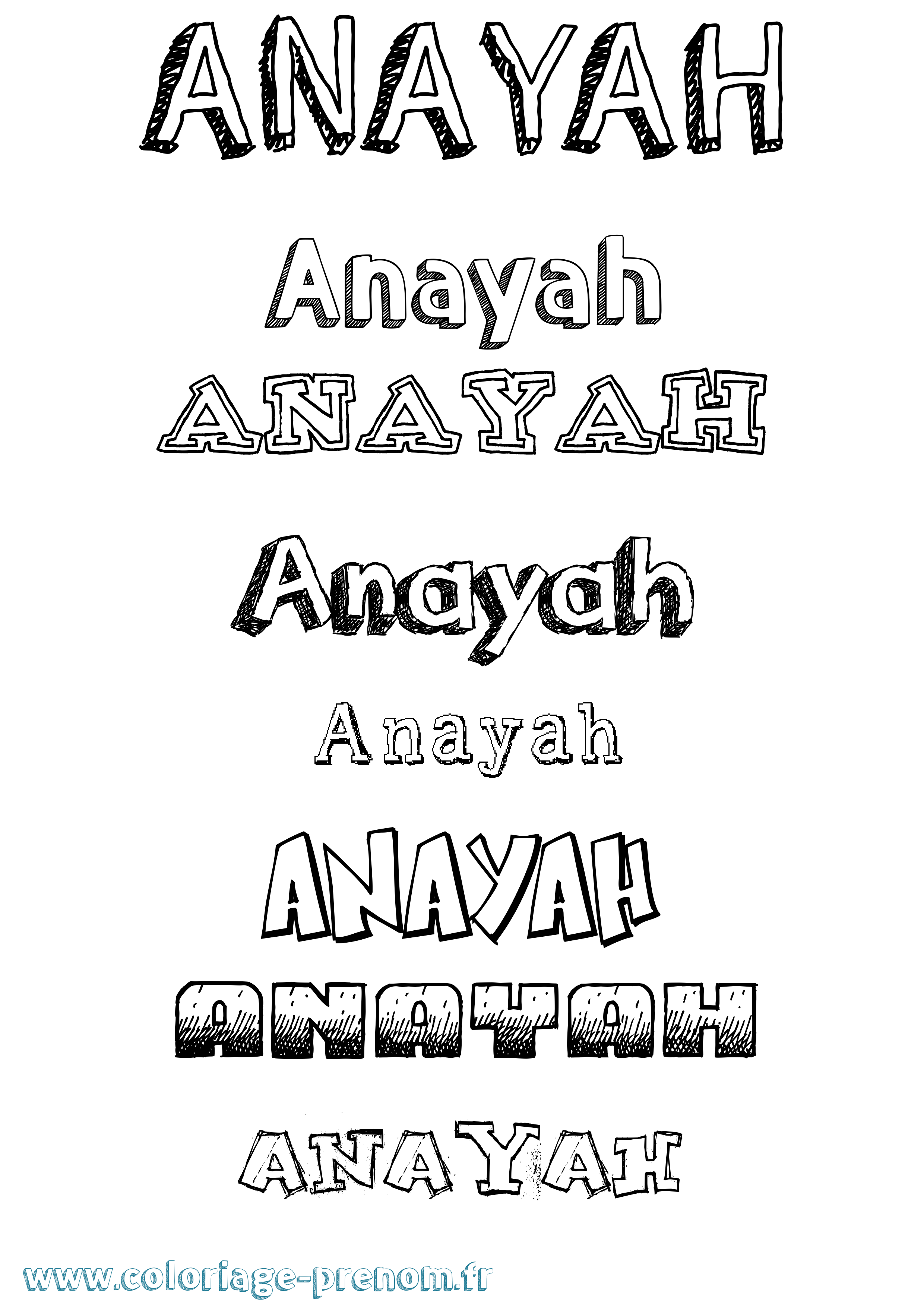 Coloriage Anayah Dessiné Coloriage prénom Anayah Dessiné