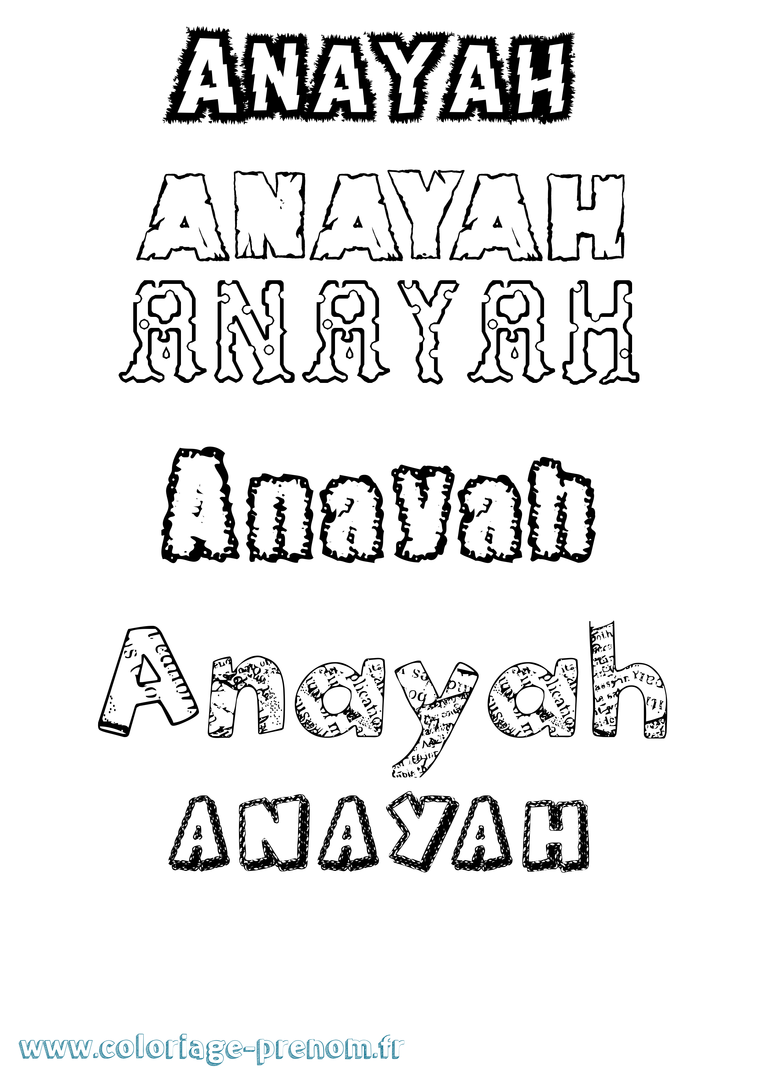 Coloriage Anayah Destructuré Coloriage prénom Anayah Destructuré