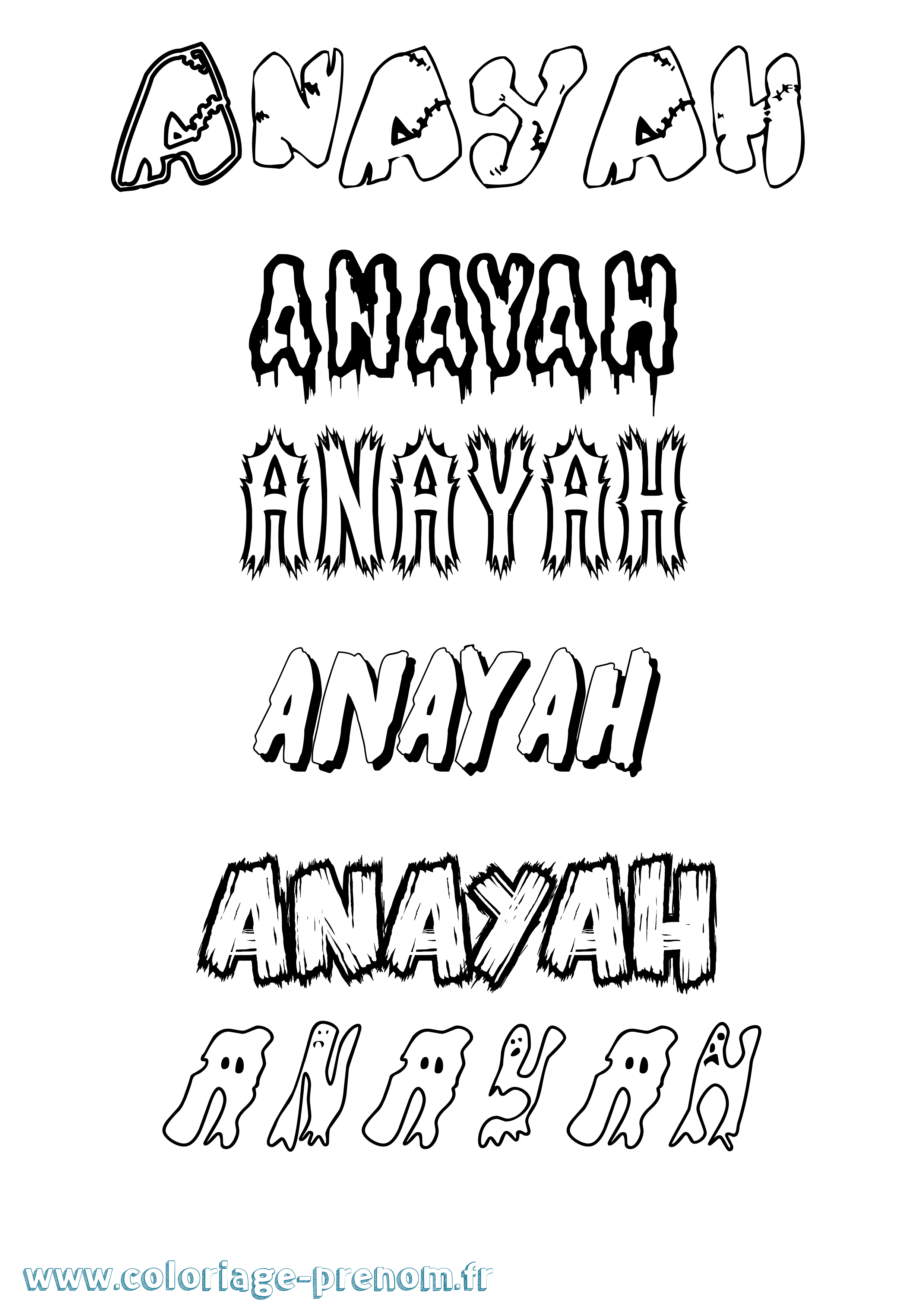 Coloriage Anayah Frisson Coloriage prénom Anayah Frisson