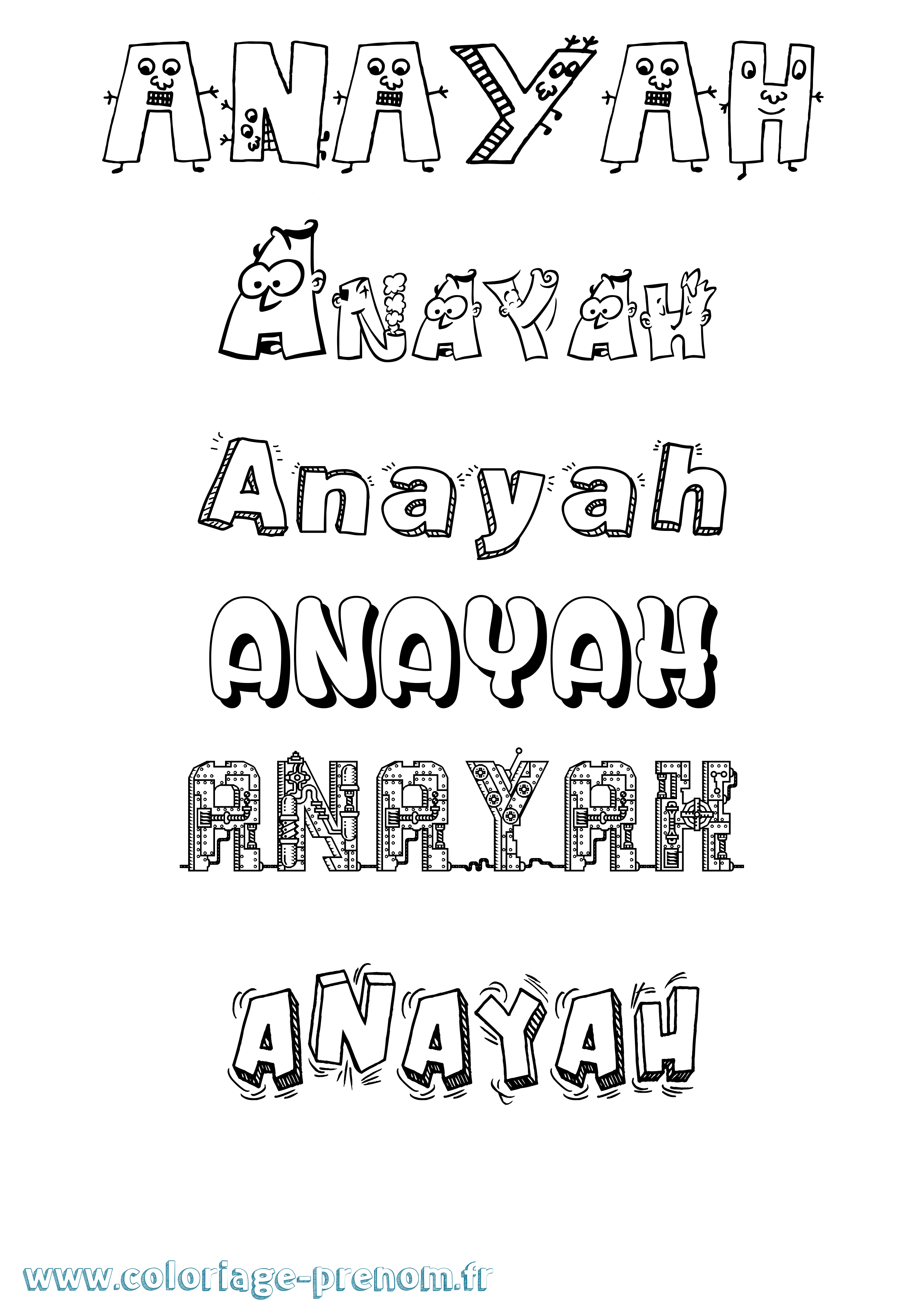 Coloriage Anayah Fun Coloriage prénom Anayah Fun