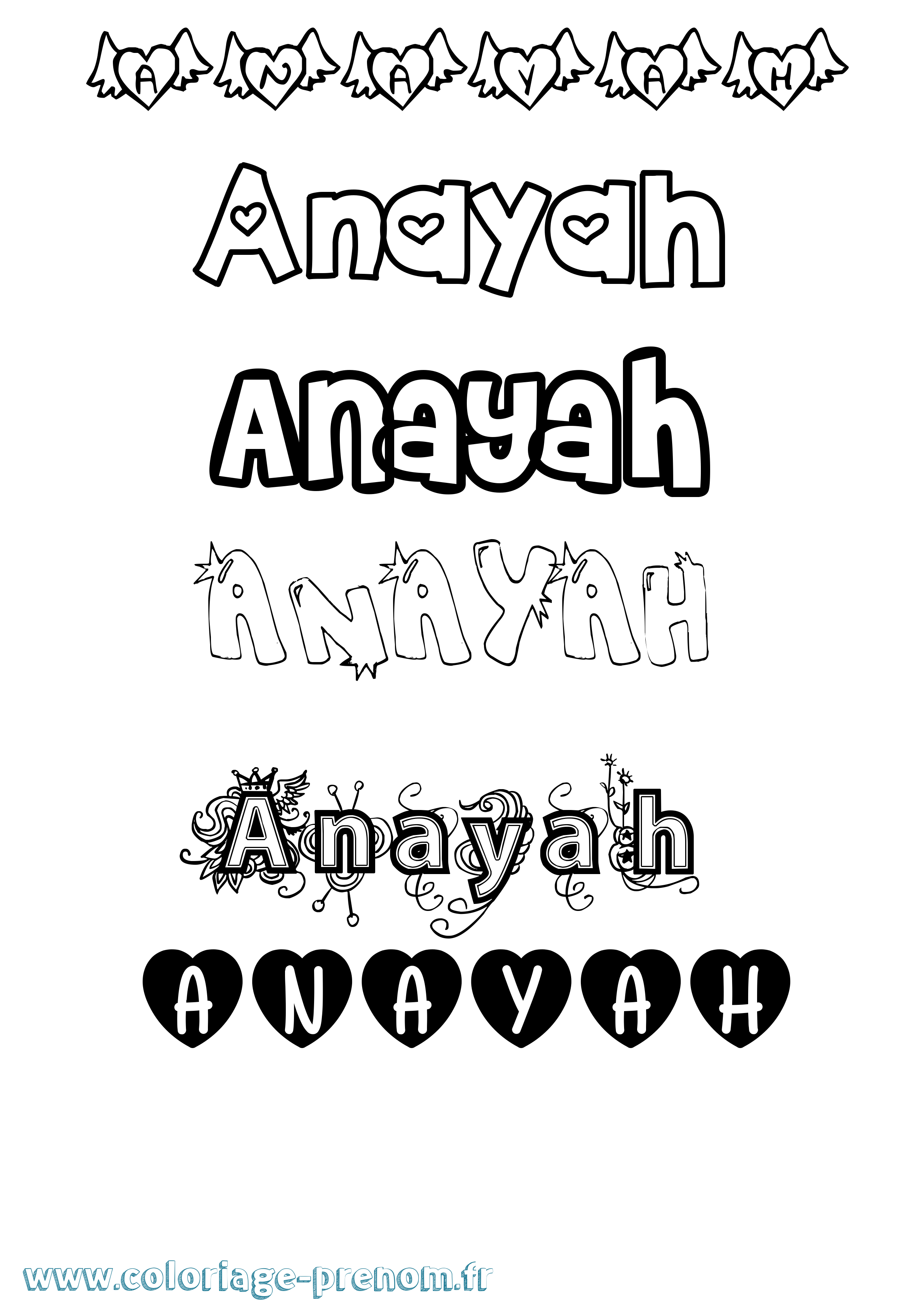 Coloriage Anayah Girly Coloriage prénom Anayah Girly