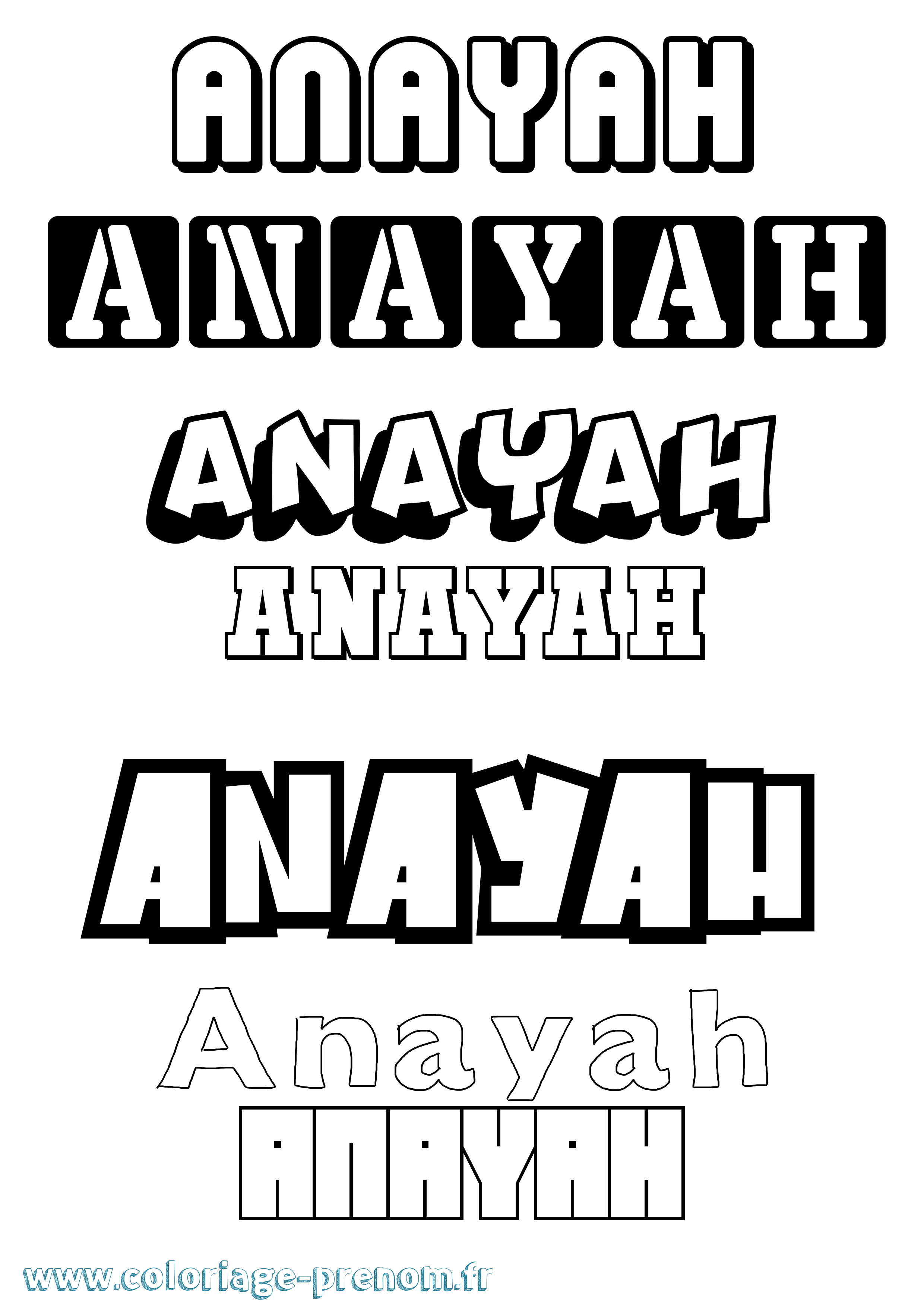Coloriage Anayah Simple Coloriage prénom Anayah Simple
