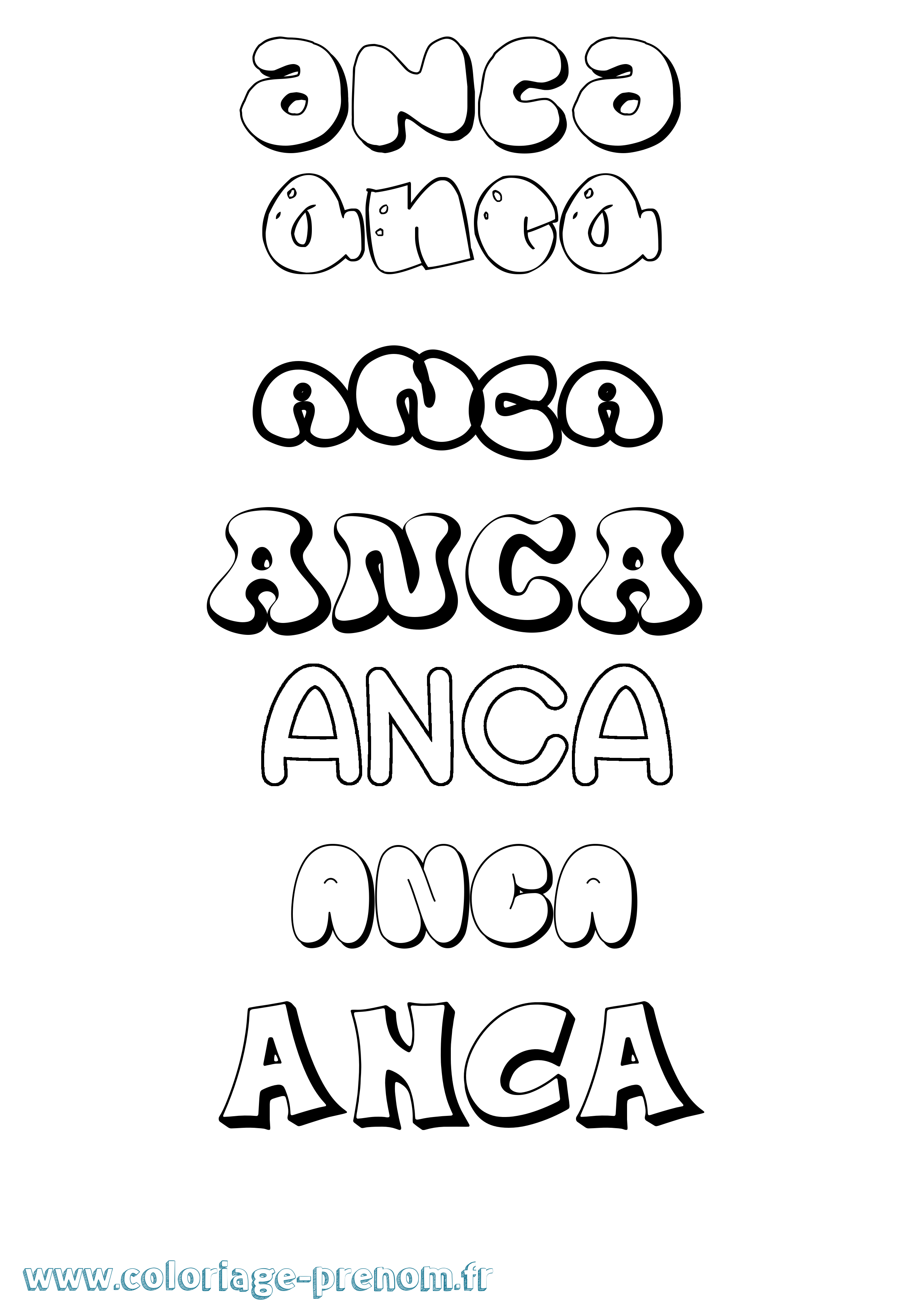 Coloriage Anca Bubble Coloriage prénom Anca Bubble