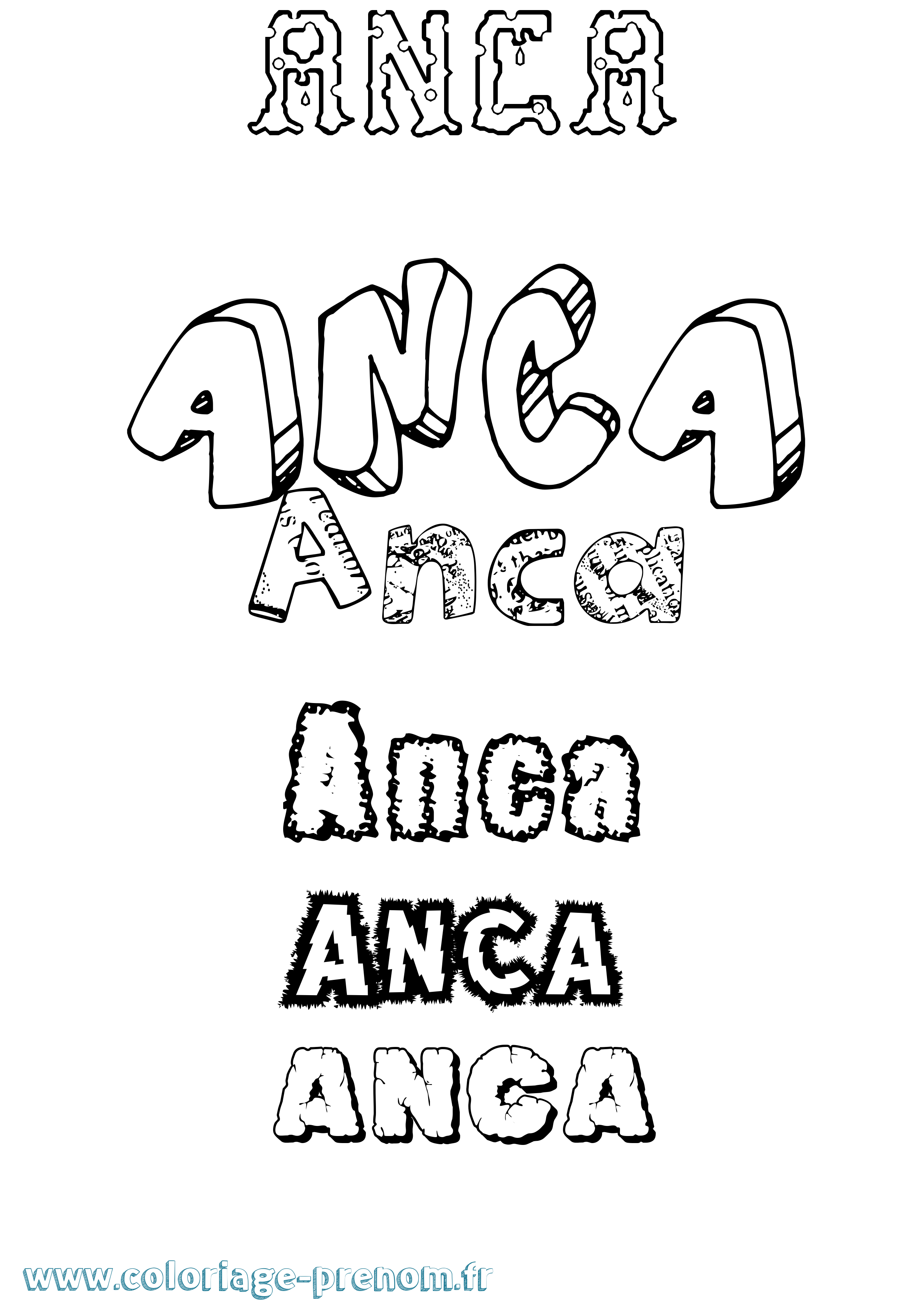 Coloriage Anca Destructuré Coloriage prénom Anca Destructuré