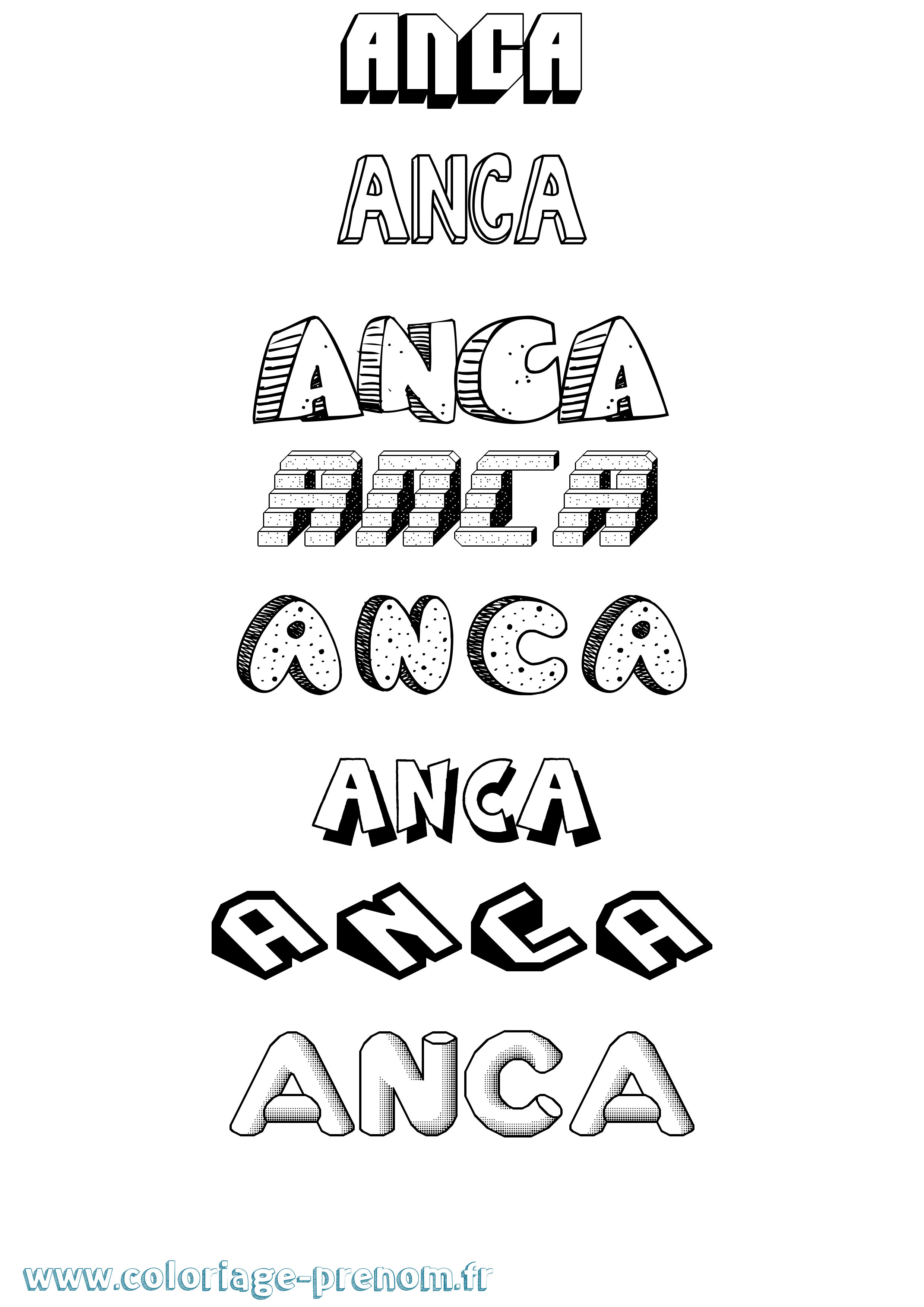 Coloriage Anca Effet 3D Coloriage prénom Anca Effet 3D