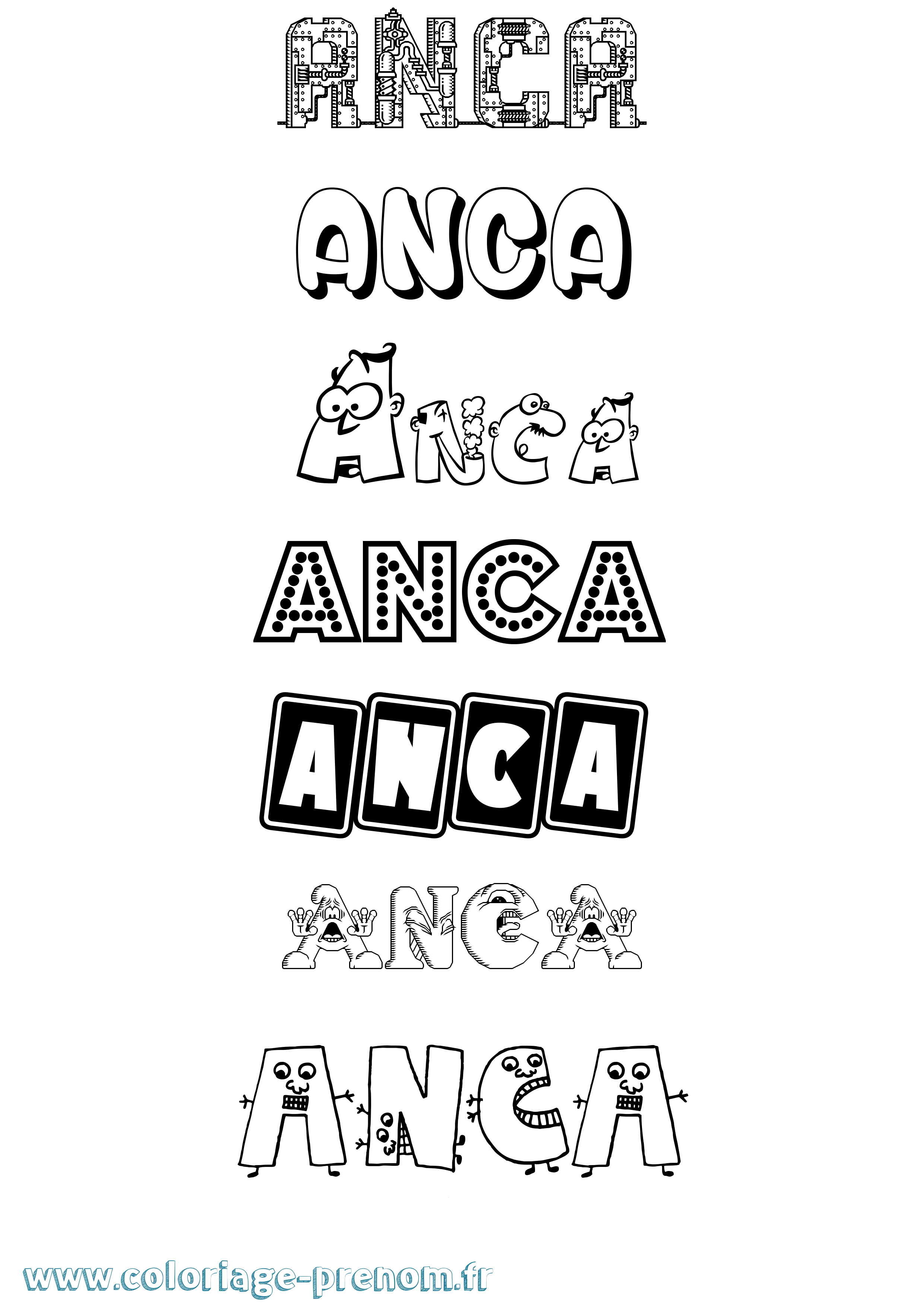 Coloriage Anca Fun Coloriage prénom Anca Fun