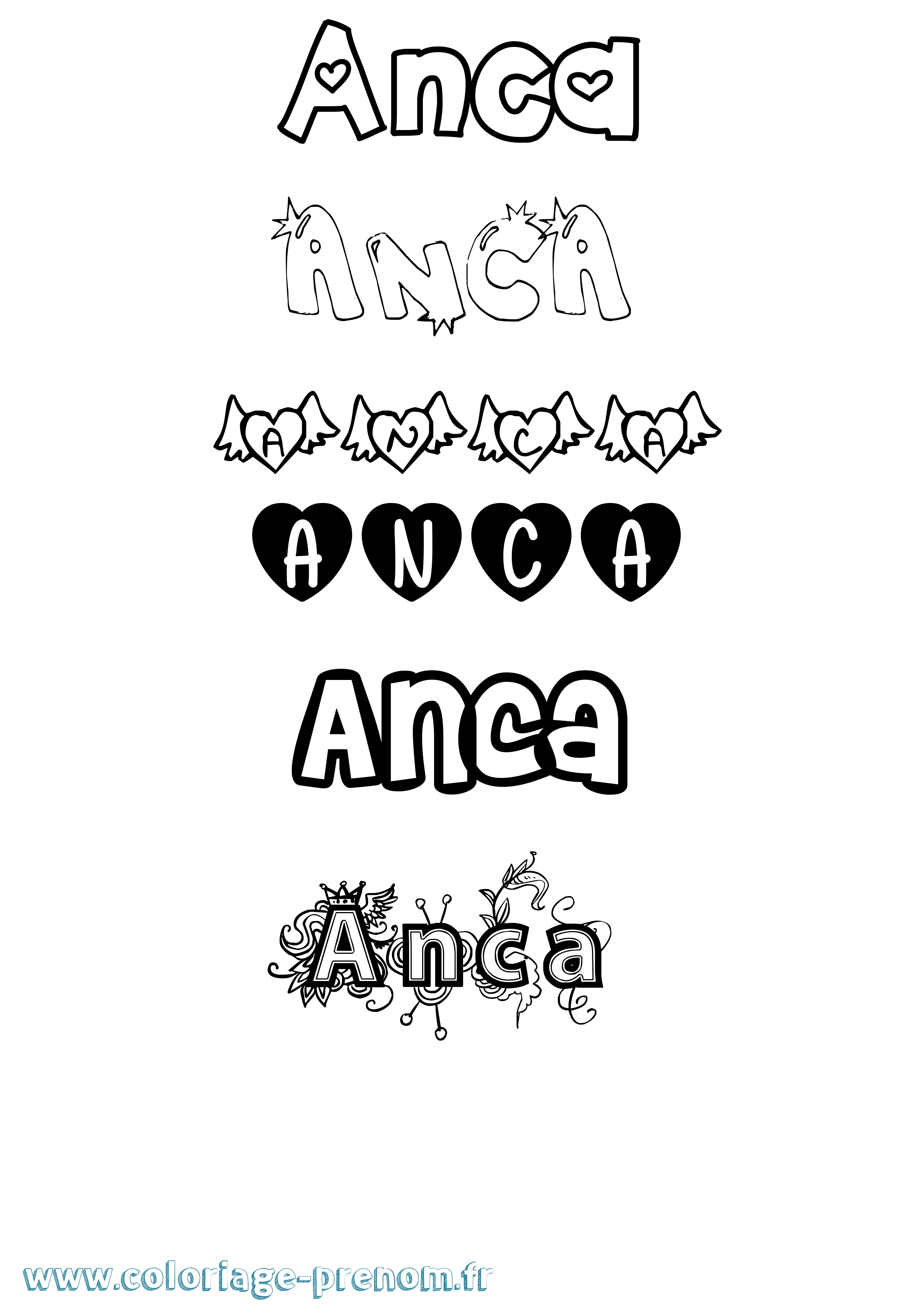 Coloriage Anca Girly Coloriage prénom Anca Girly