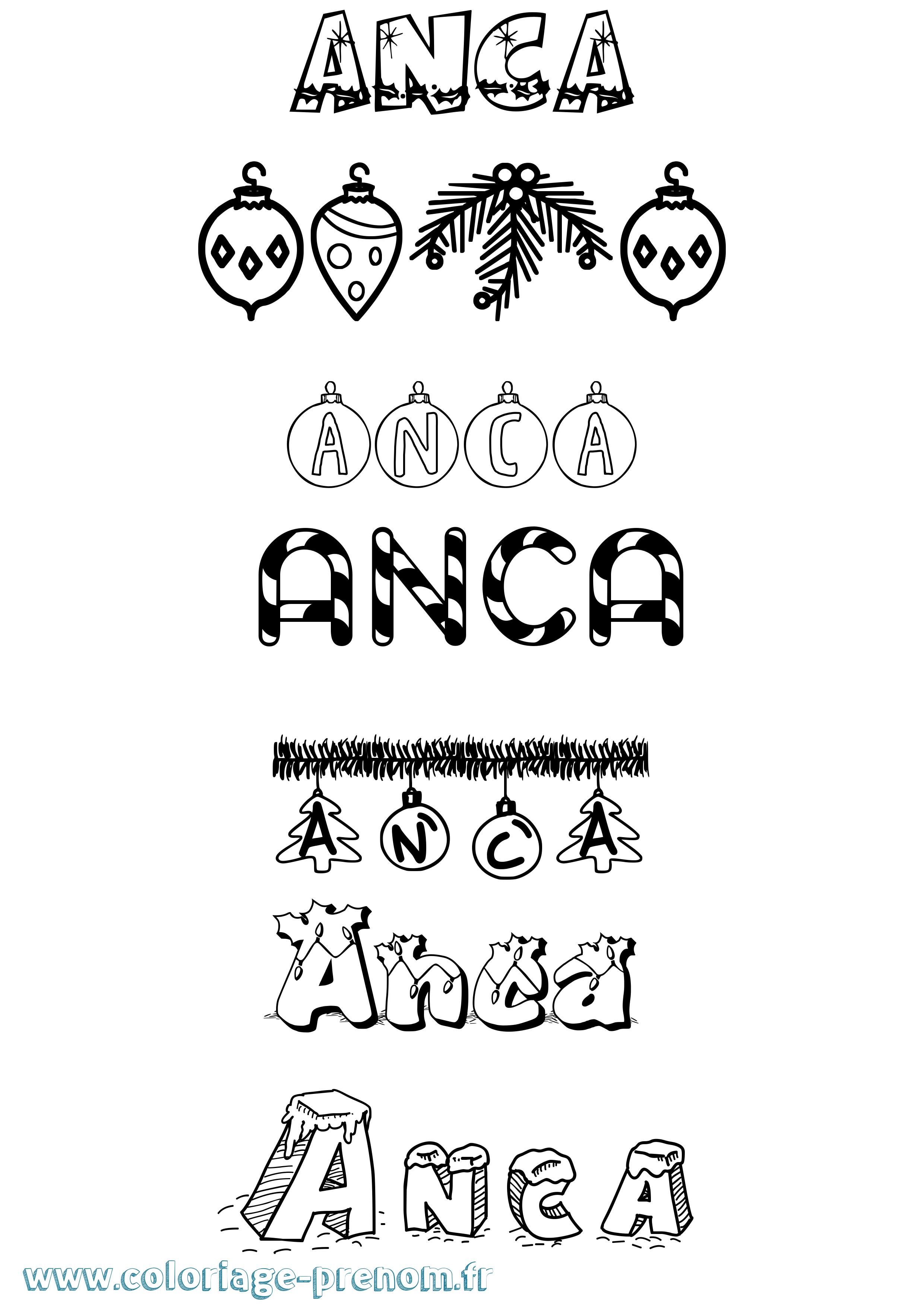 Coloriage Anca Noël Coloriage prénom Anca Noël