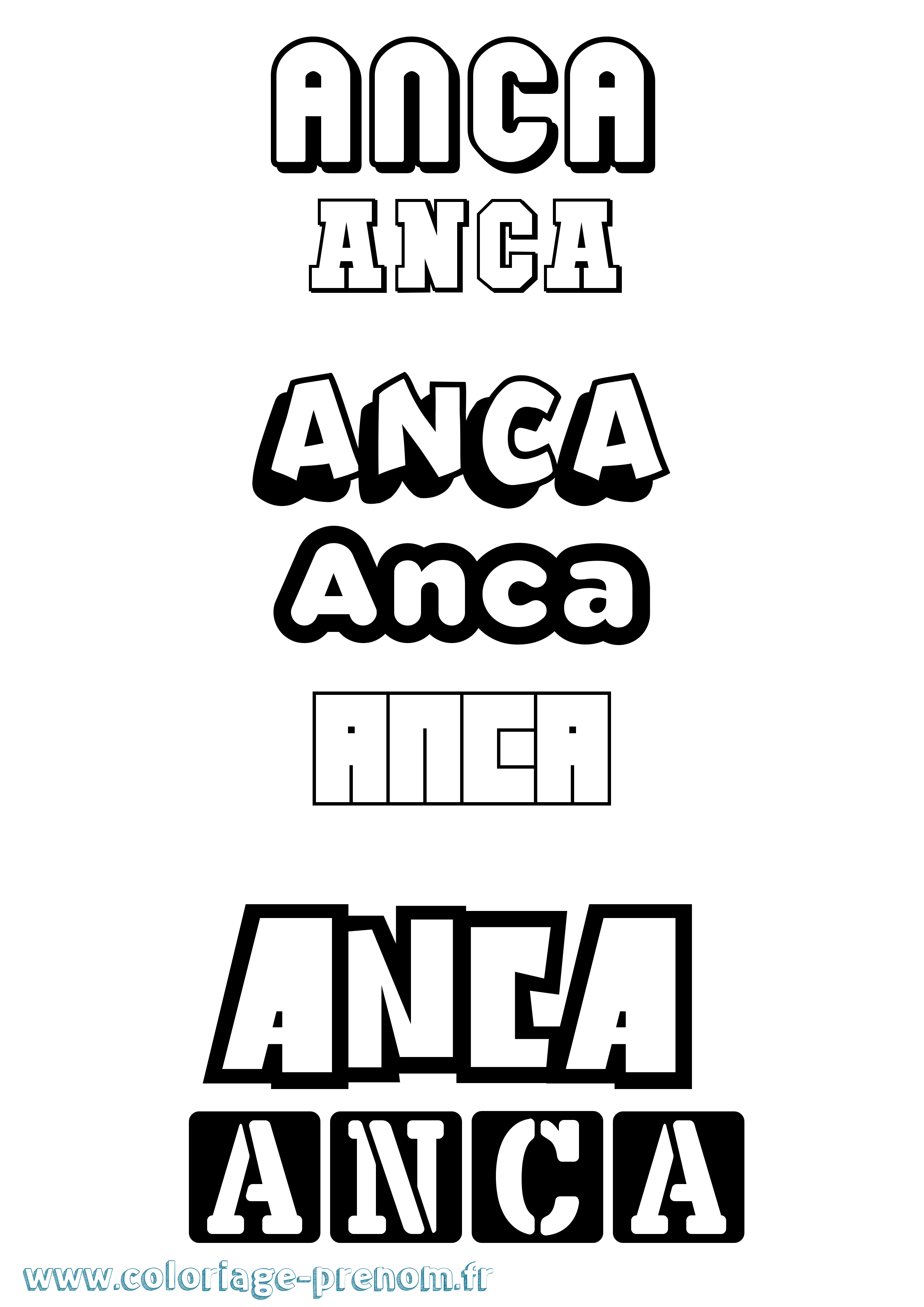 Coloriage Anca Simple Coloriage prénom Anca Simple