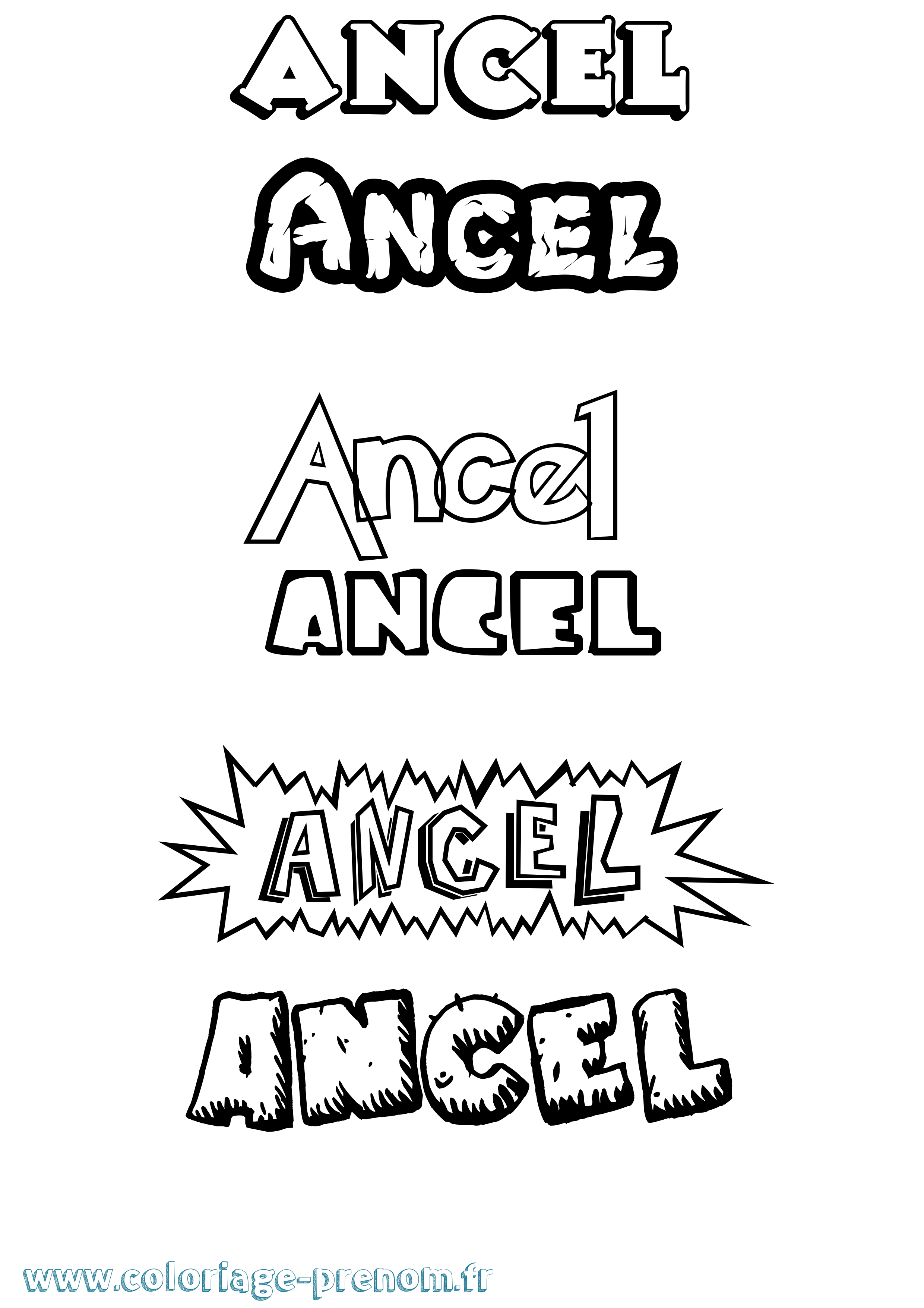 Coloriage Ancel Dessin Animé Coloriage prénom Ancel Dessin Animé
