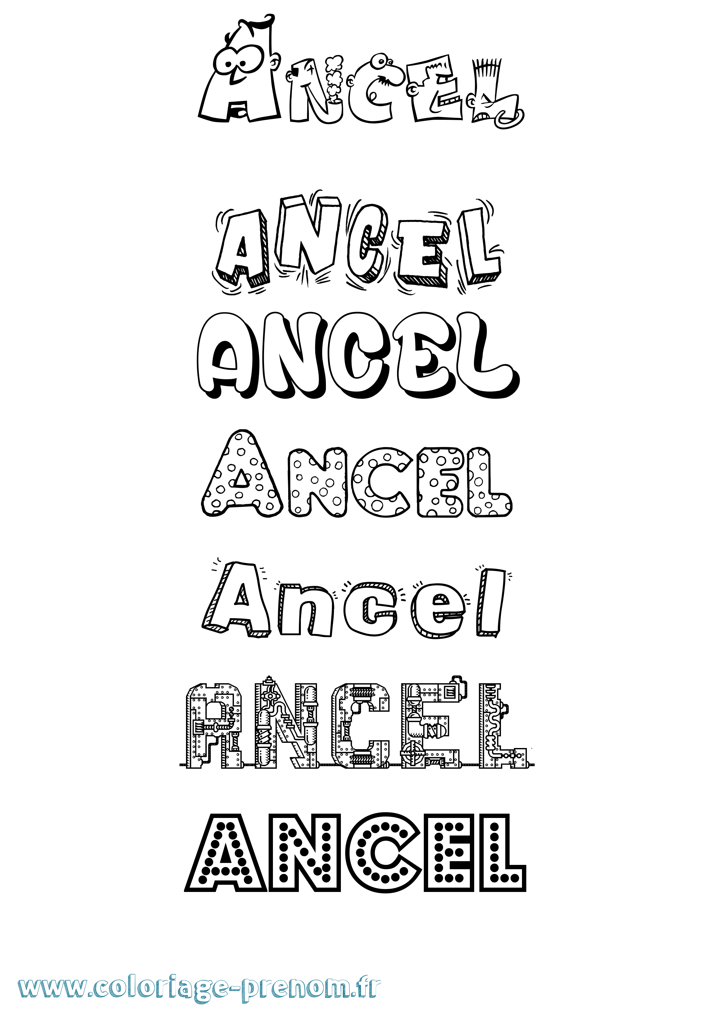 Coloriage Ancel Fun Coloriage prénom Ancel Fun