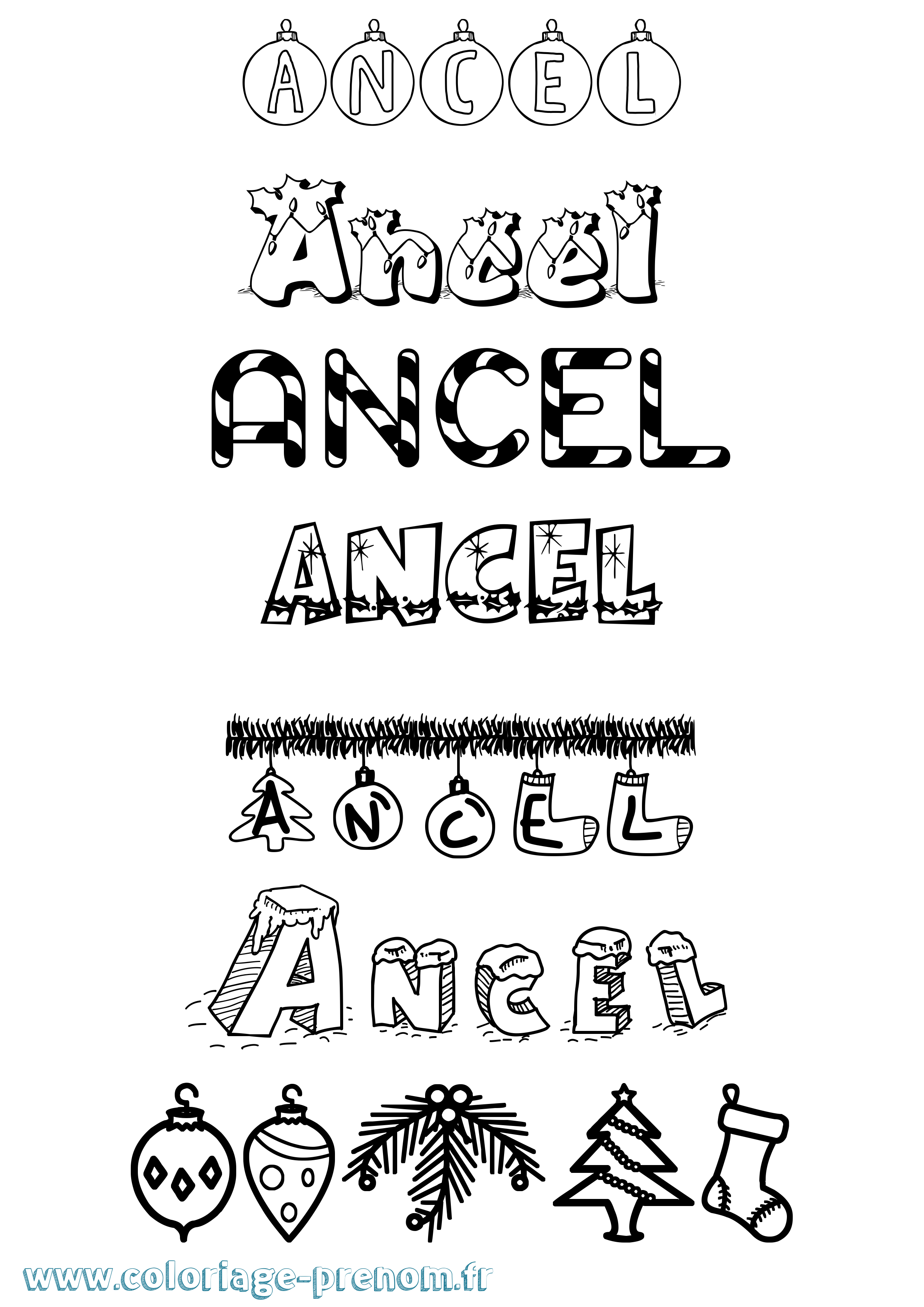 Coloriage Ancel Noël Coloriage prénom Ancel Noël
