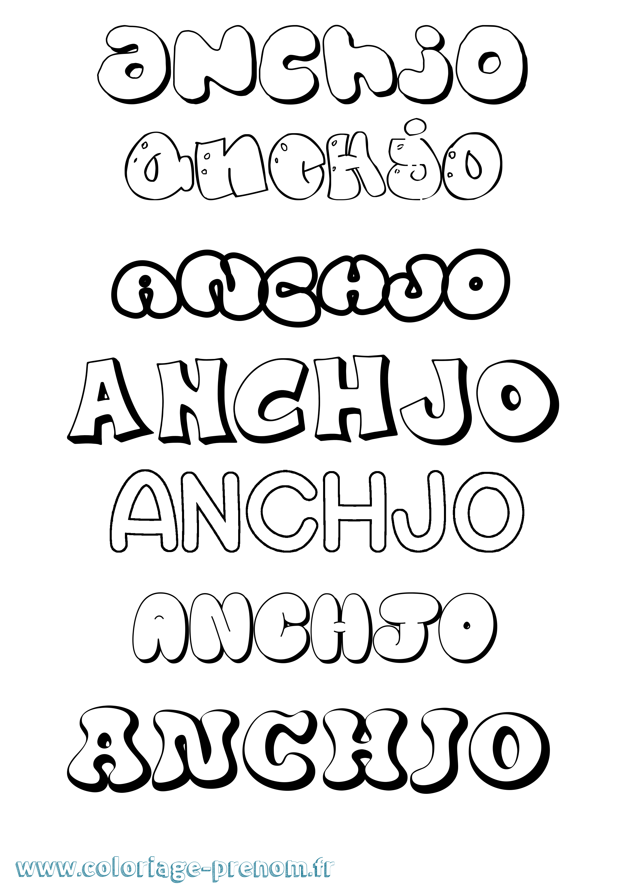 Coloriage Anchjo Bubble Coloriage prénom Anchjo Bubble