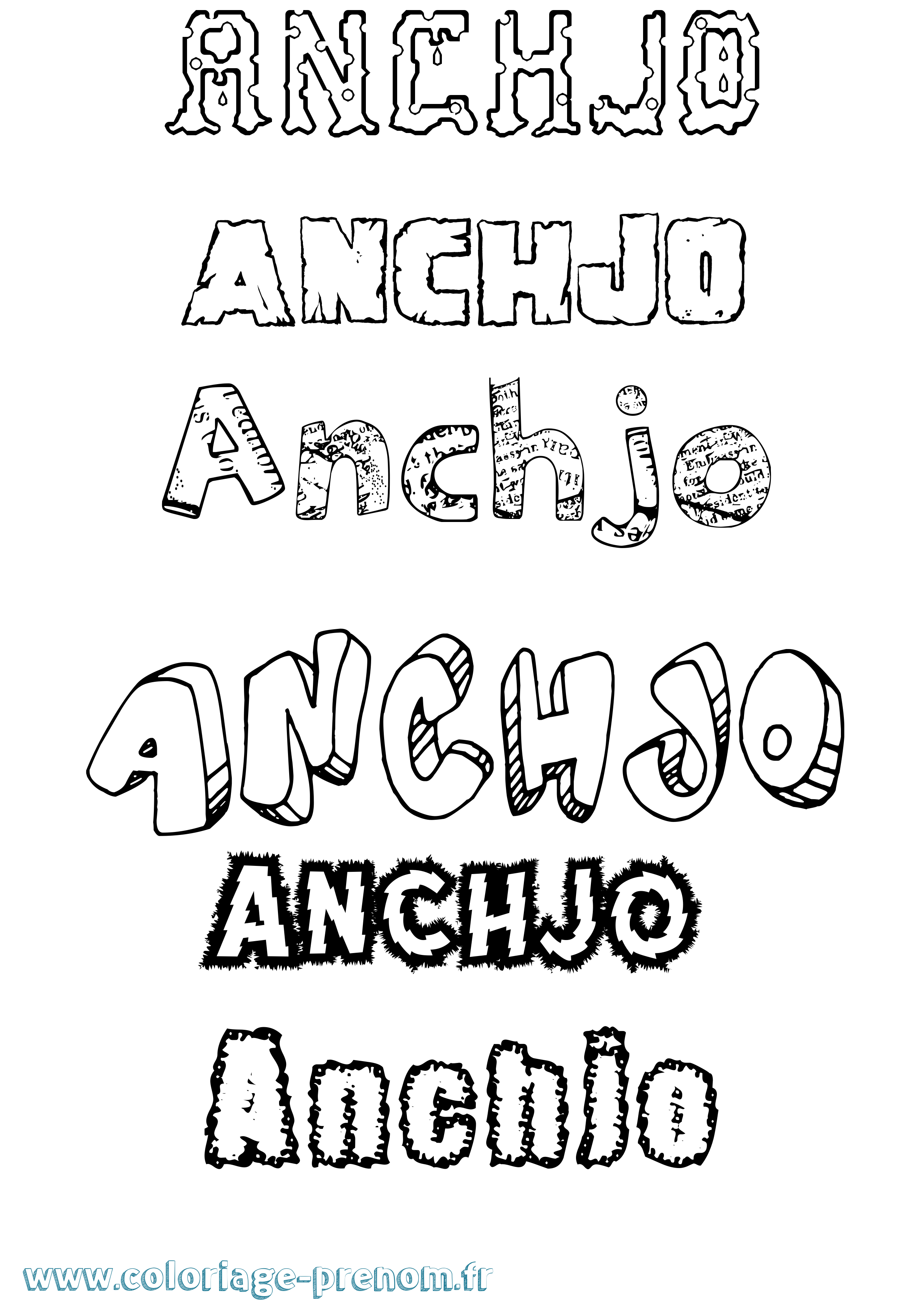 Coloriage Anchjo Destructuré Coloriage prénom Anchjo Destructuré