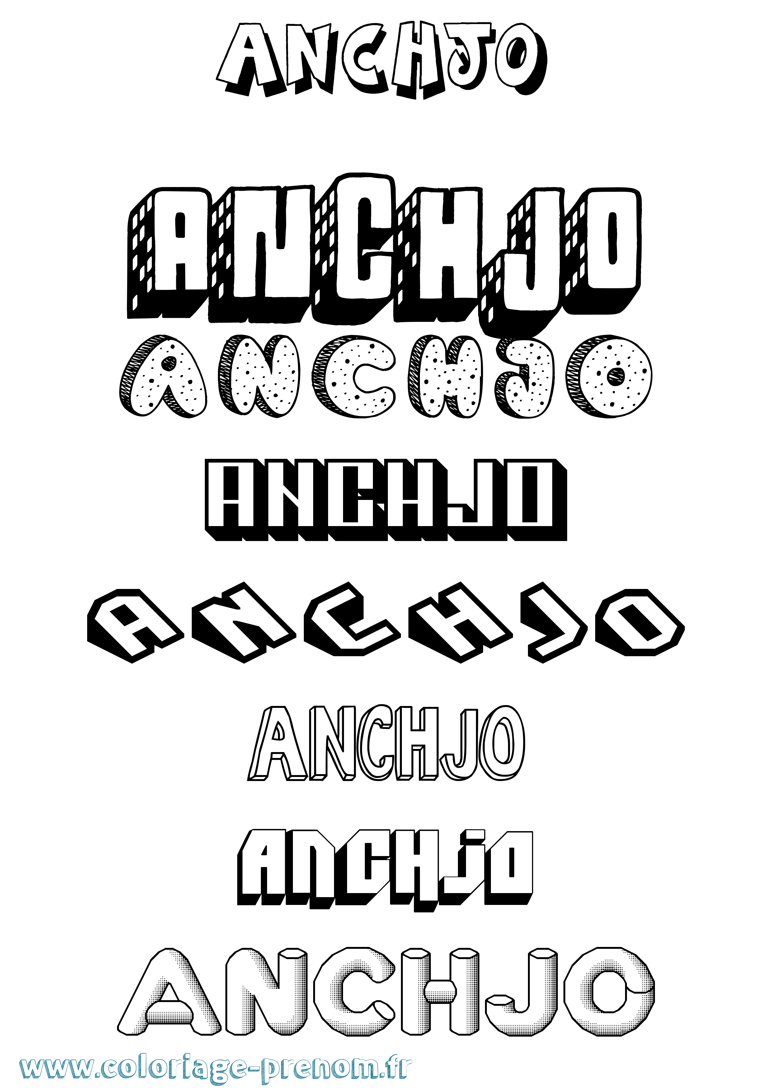 Coloriage Anchjo Effet 3D Coloriage prénom Anchjo Effet 3D