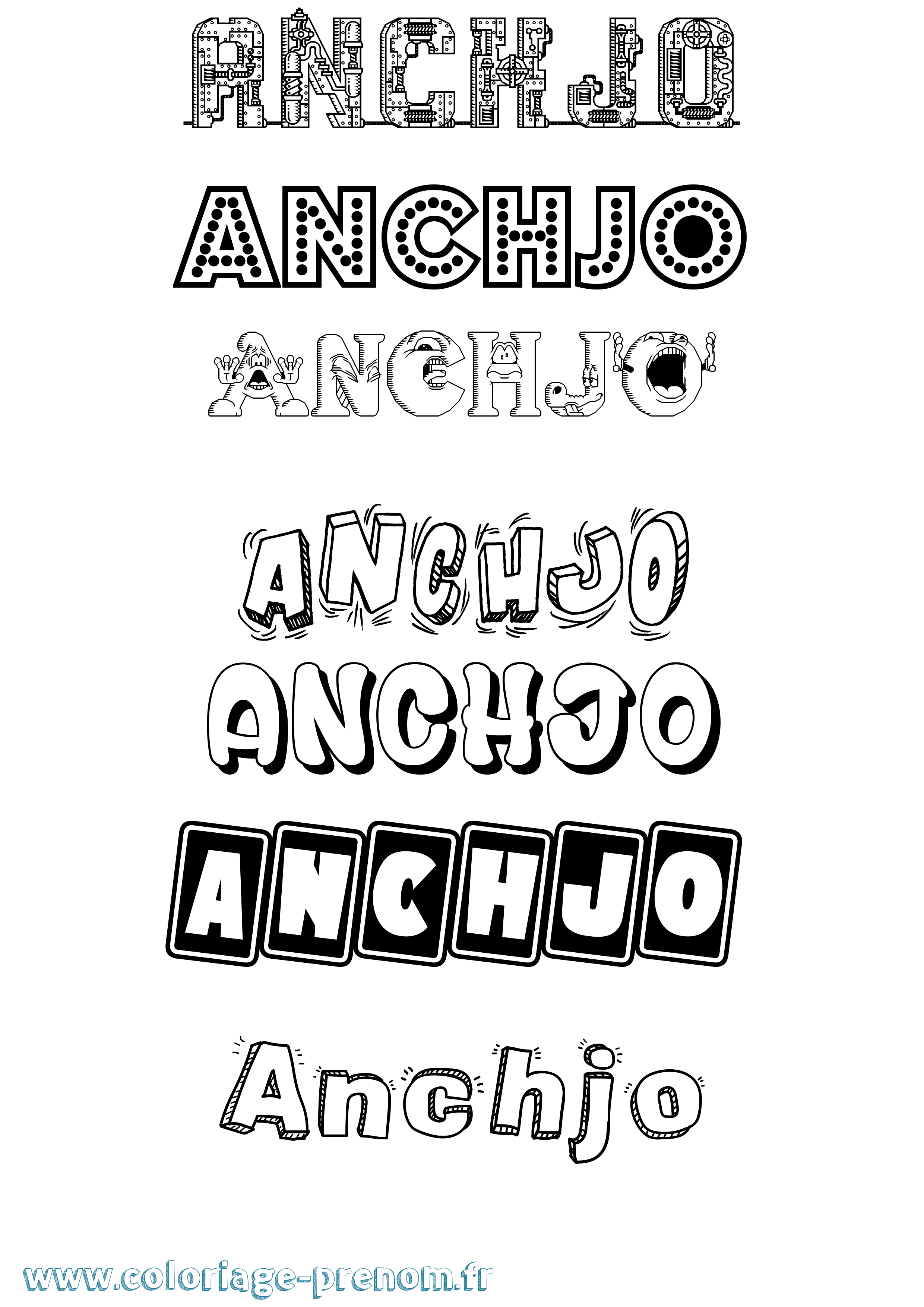 Coloriage Anchjo Fun Coloriage prénom Anchjo Fun