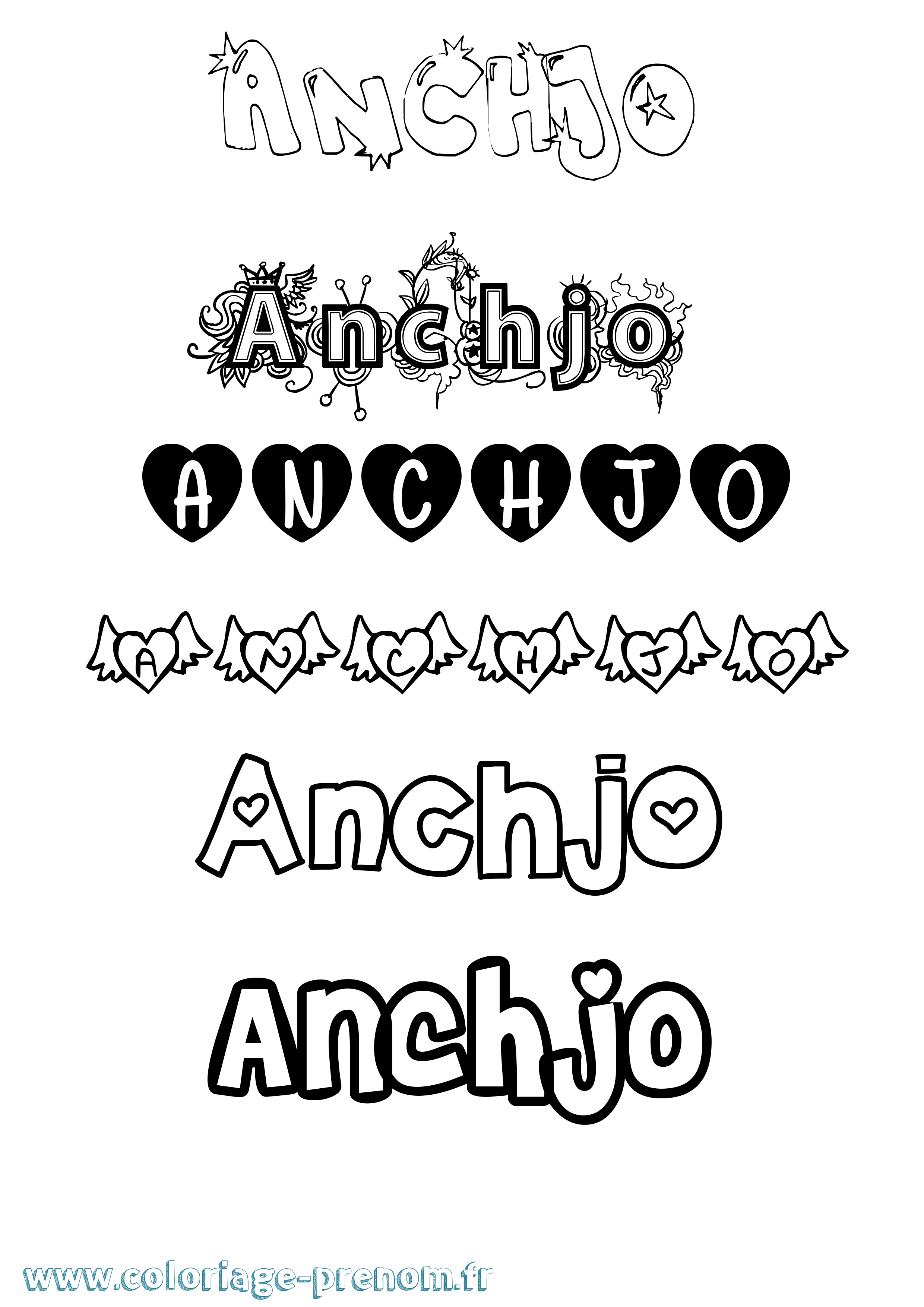 Coloriage Anchjo Girly Coloriage prénom Anchjo Girly
