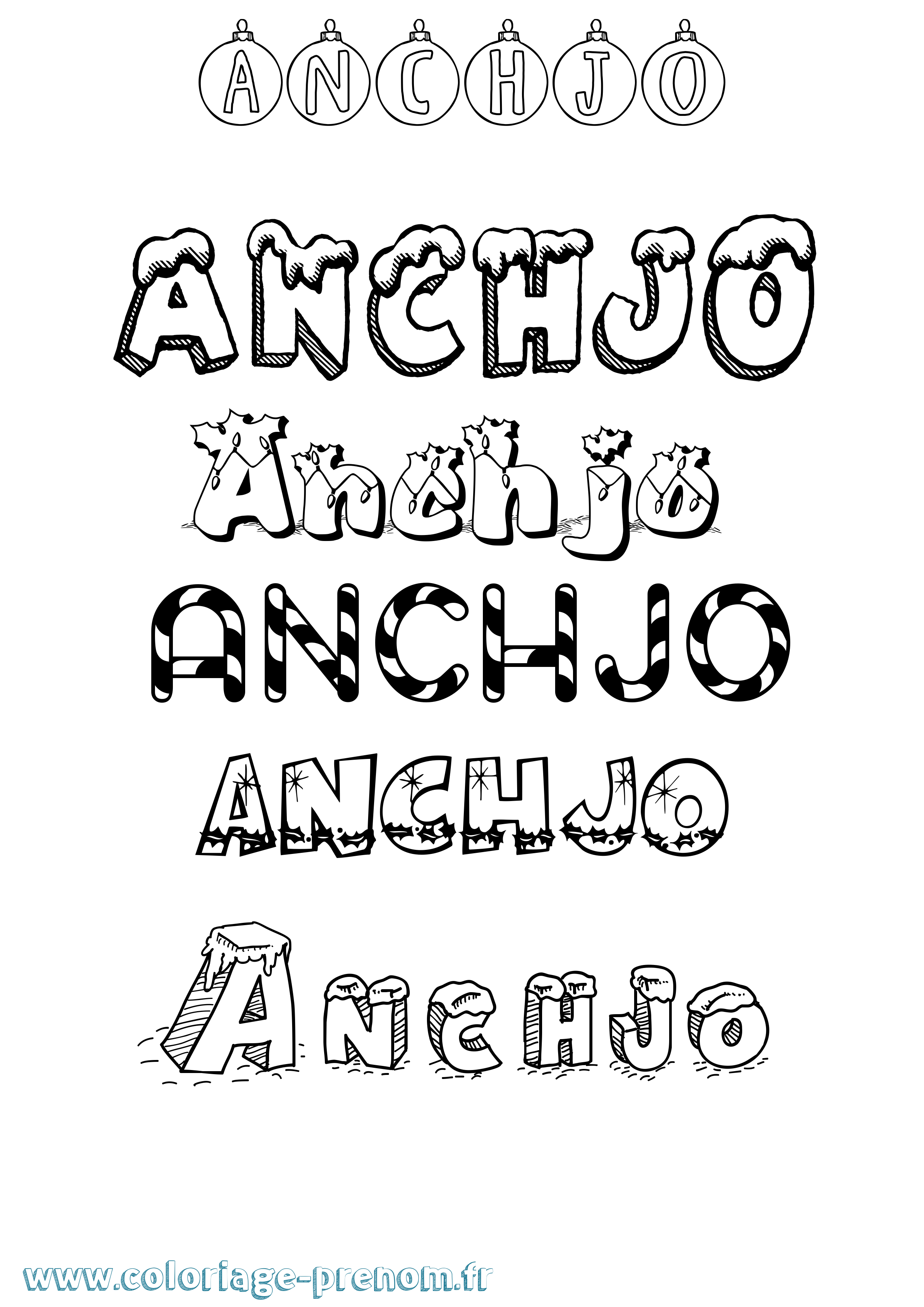 Coloriage Anchjo Noël Coloriage prénom Anchjo Noël
