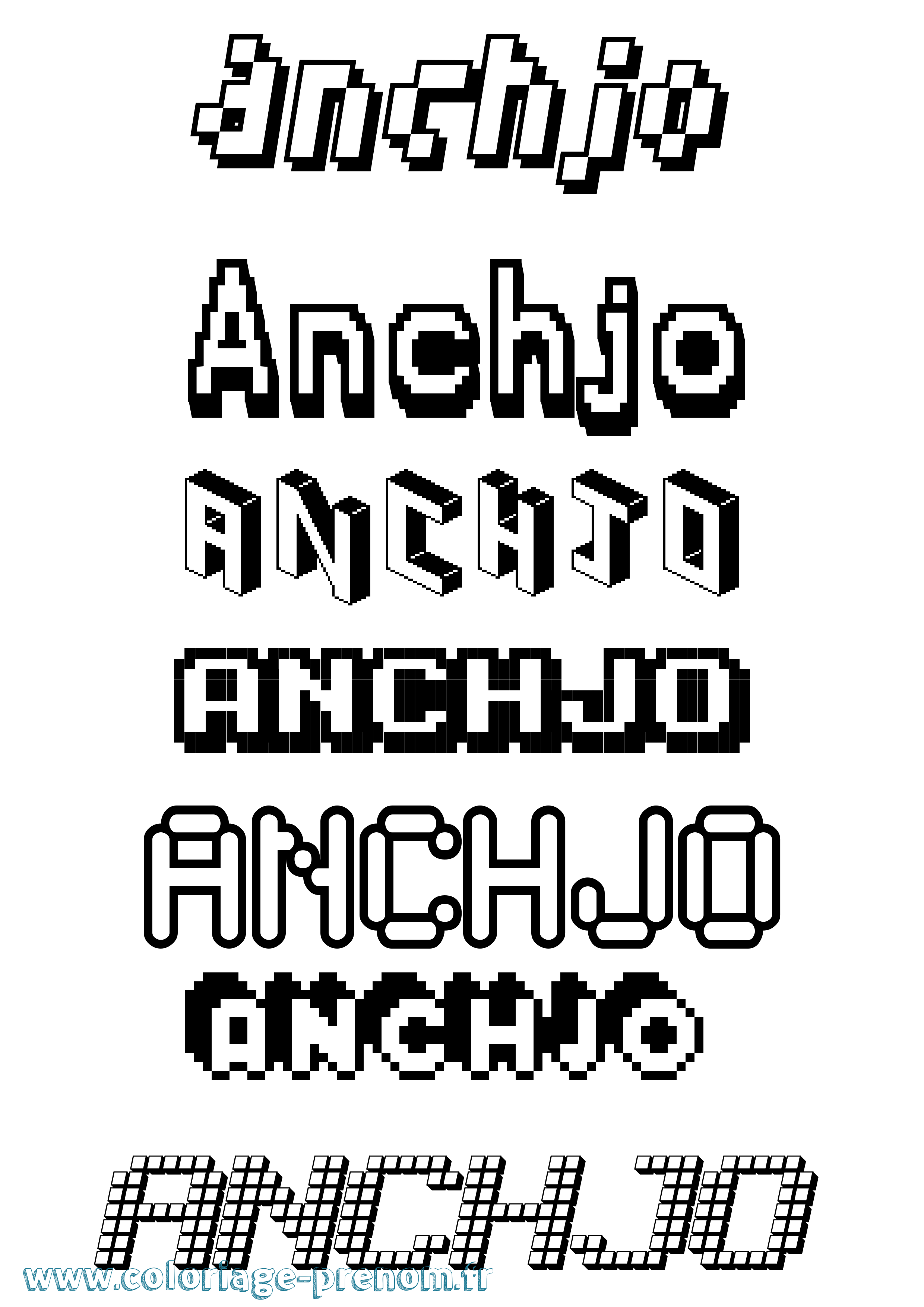 Coloriage Anchjo Pixel Coloriage prénom Anchjo Pixel