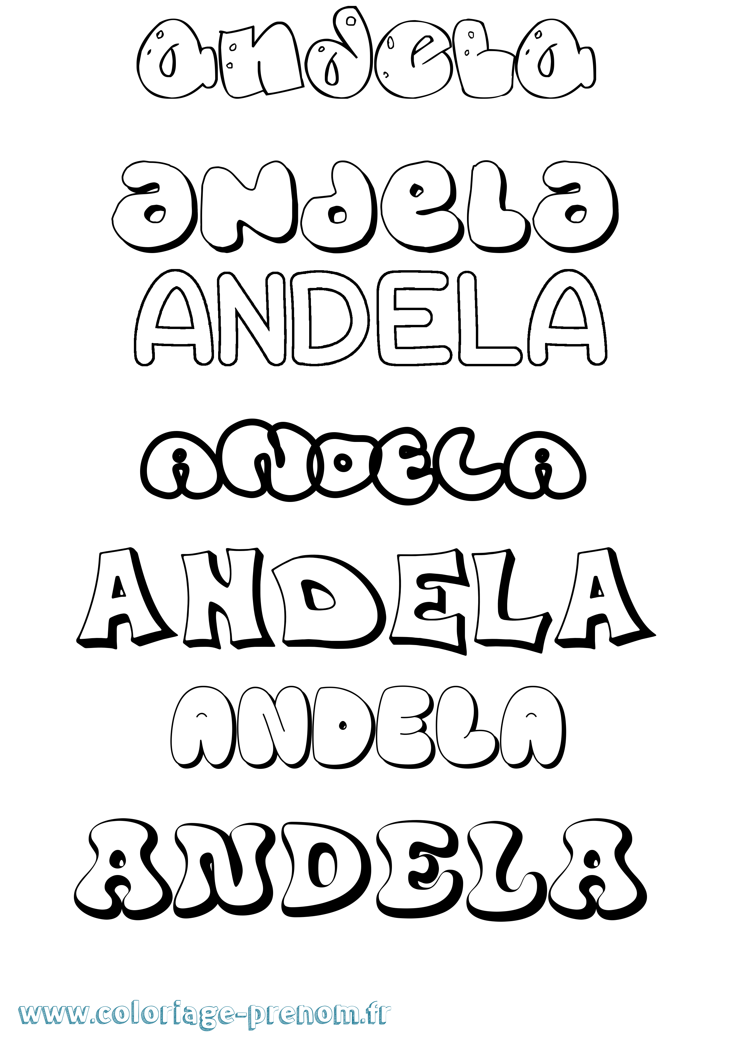 Coloriage Andela Bubble Coloriage prénom Andela Bubble