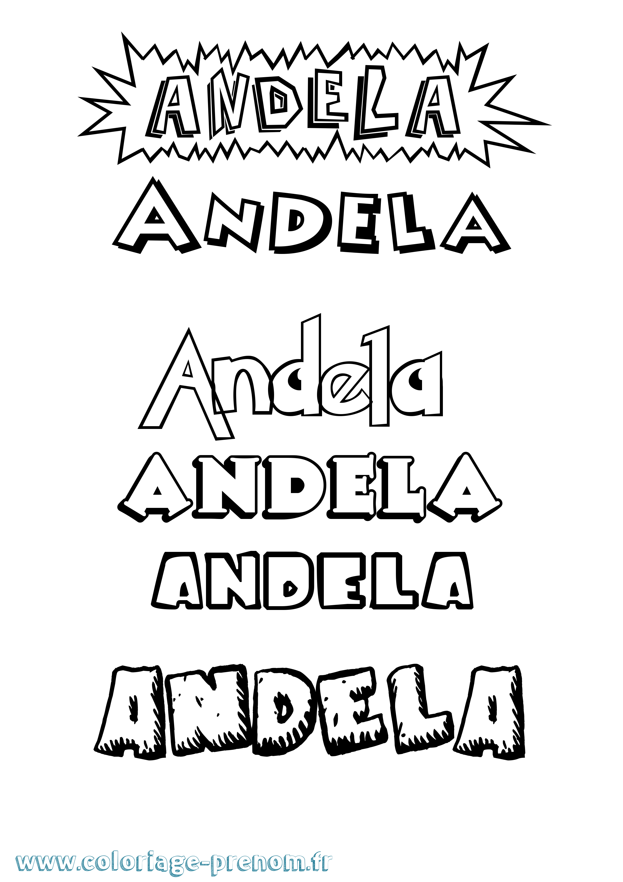 Coloriage Andela Dessin Animé Coloriage prénom Andela Dessin Animé