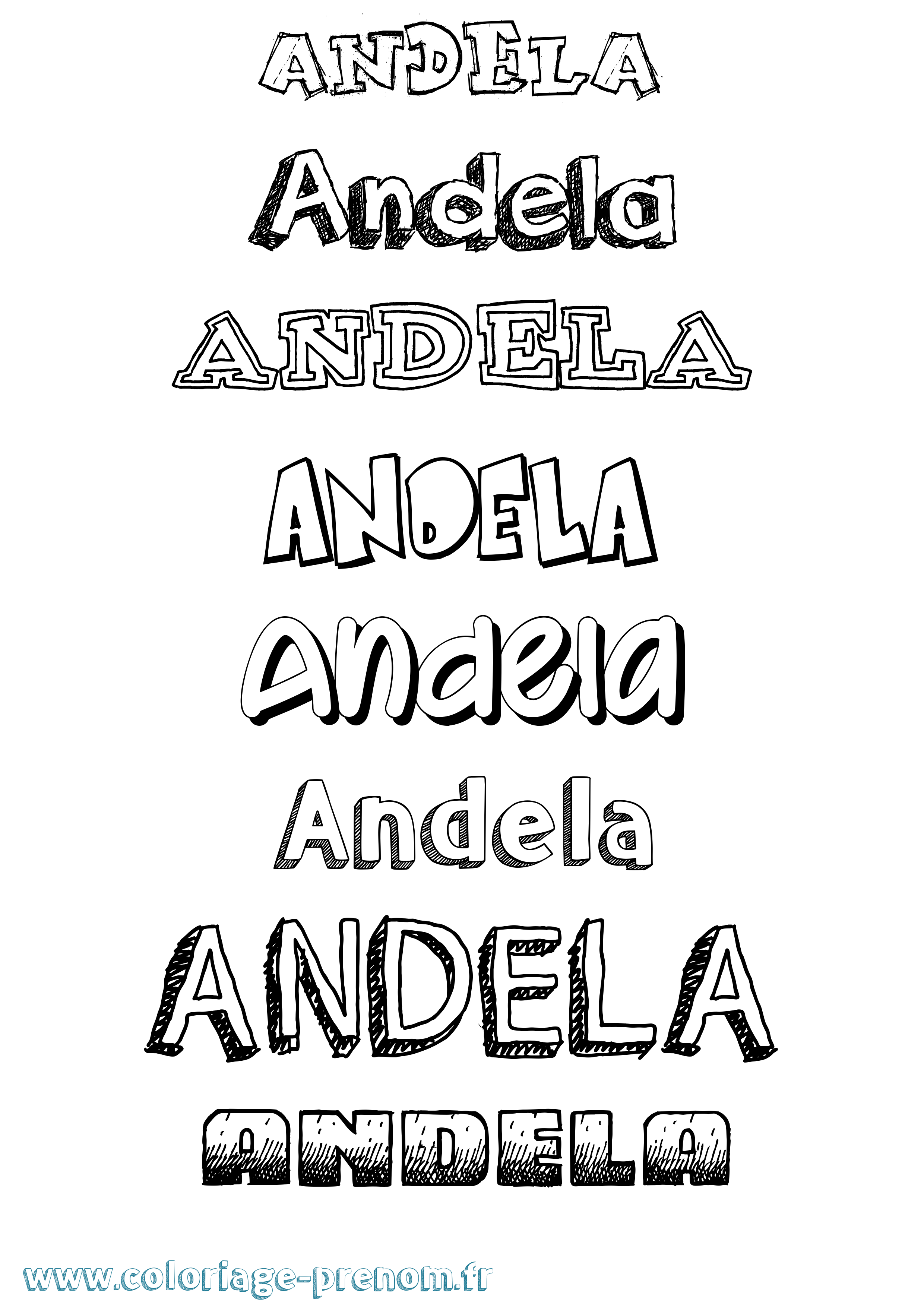 Coloriage Andela Dessiné Coloriage prénom Andela Dessiné