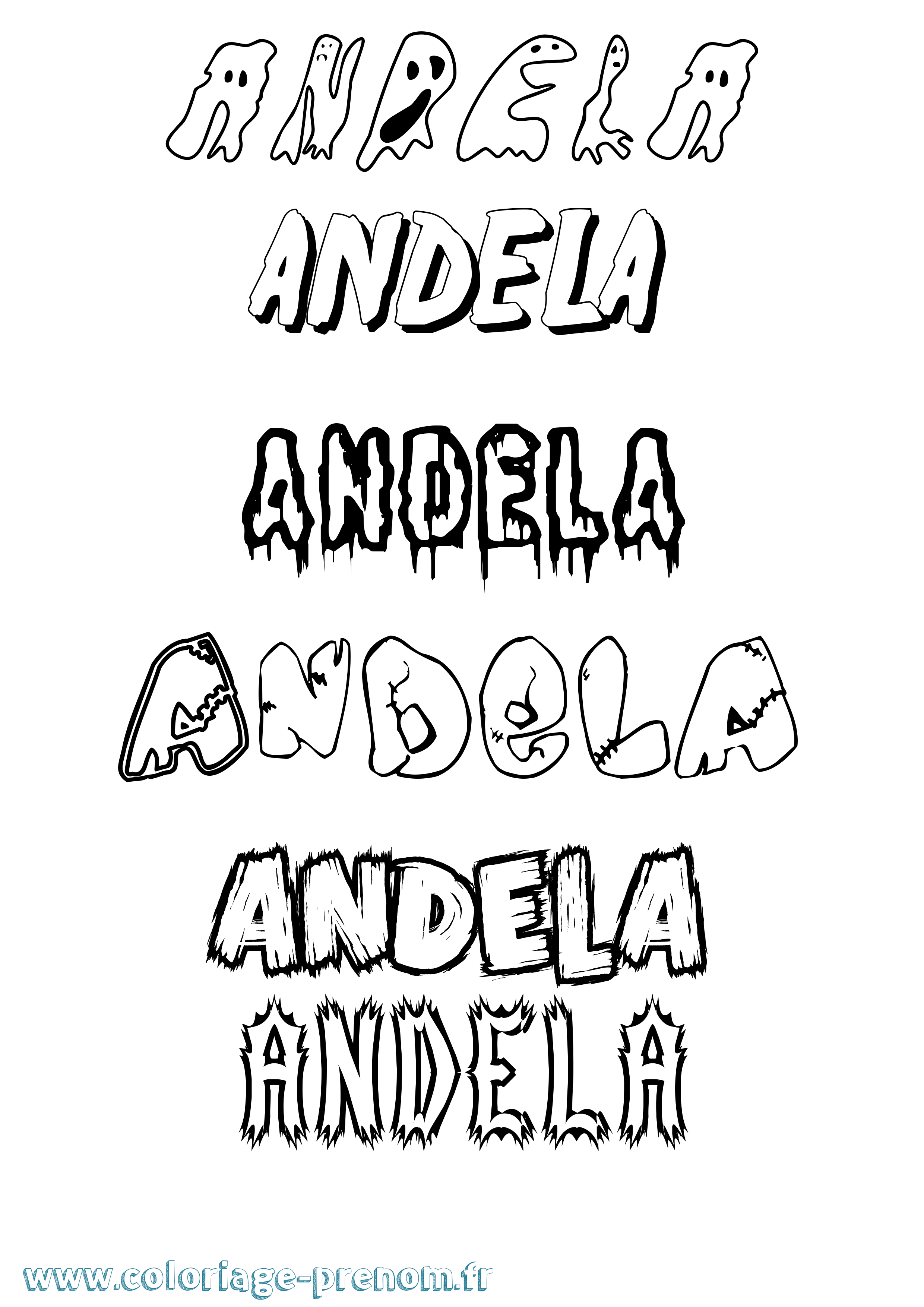 Coloriage Andela Frisson Coloriage prénom Andela Frisson