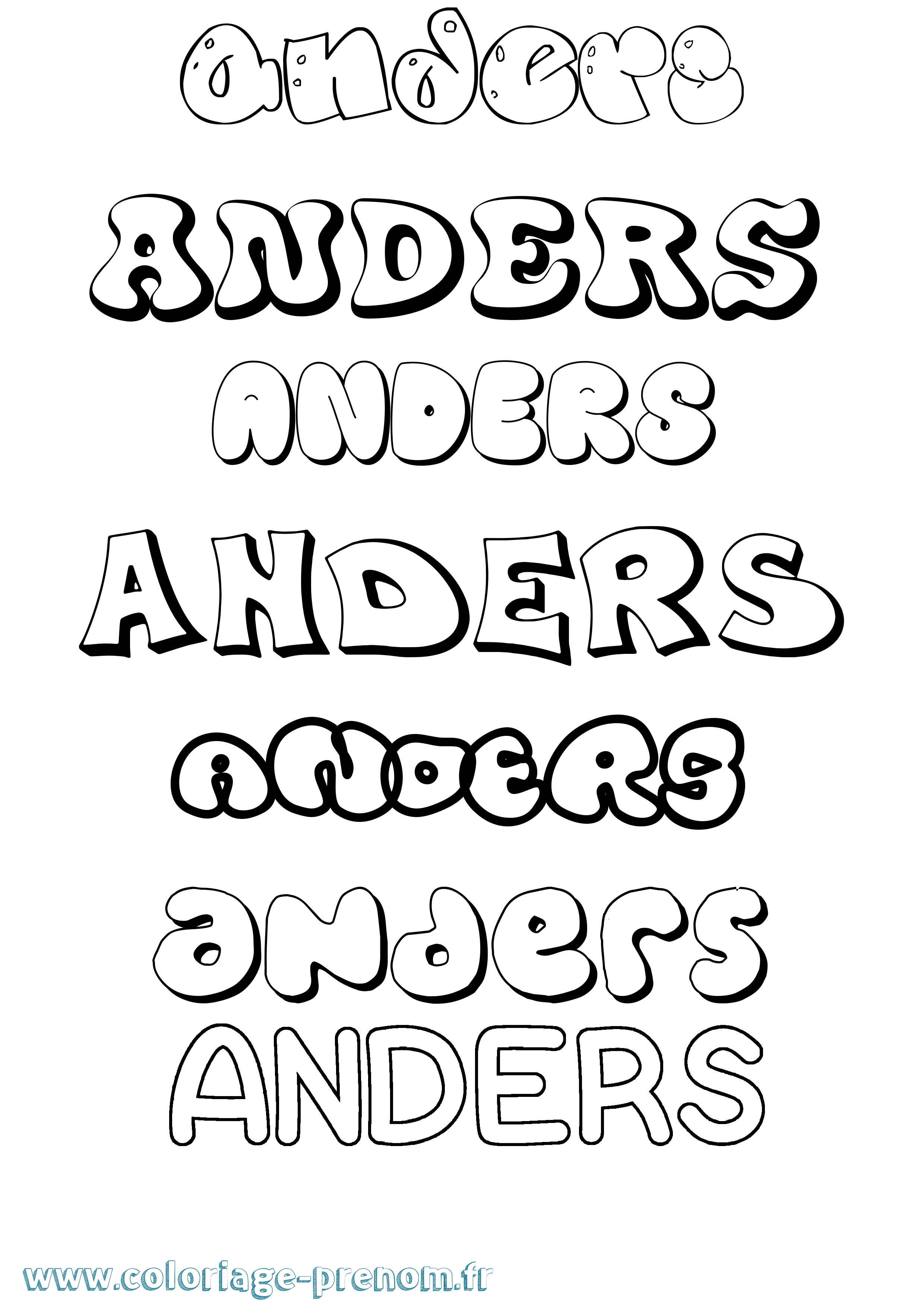 Coloriage Anders Bubble Coloriage prénom Anders Bubble