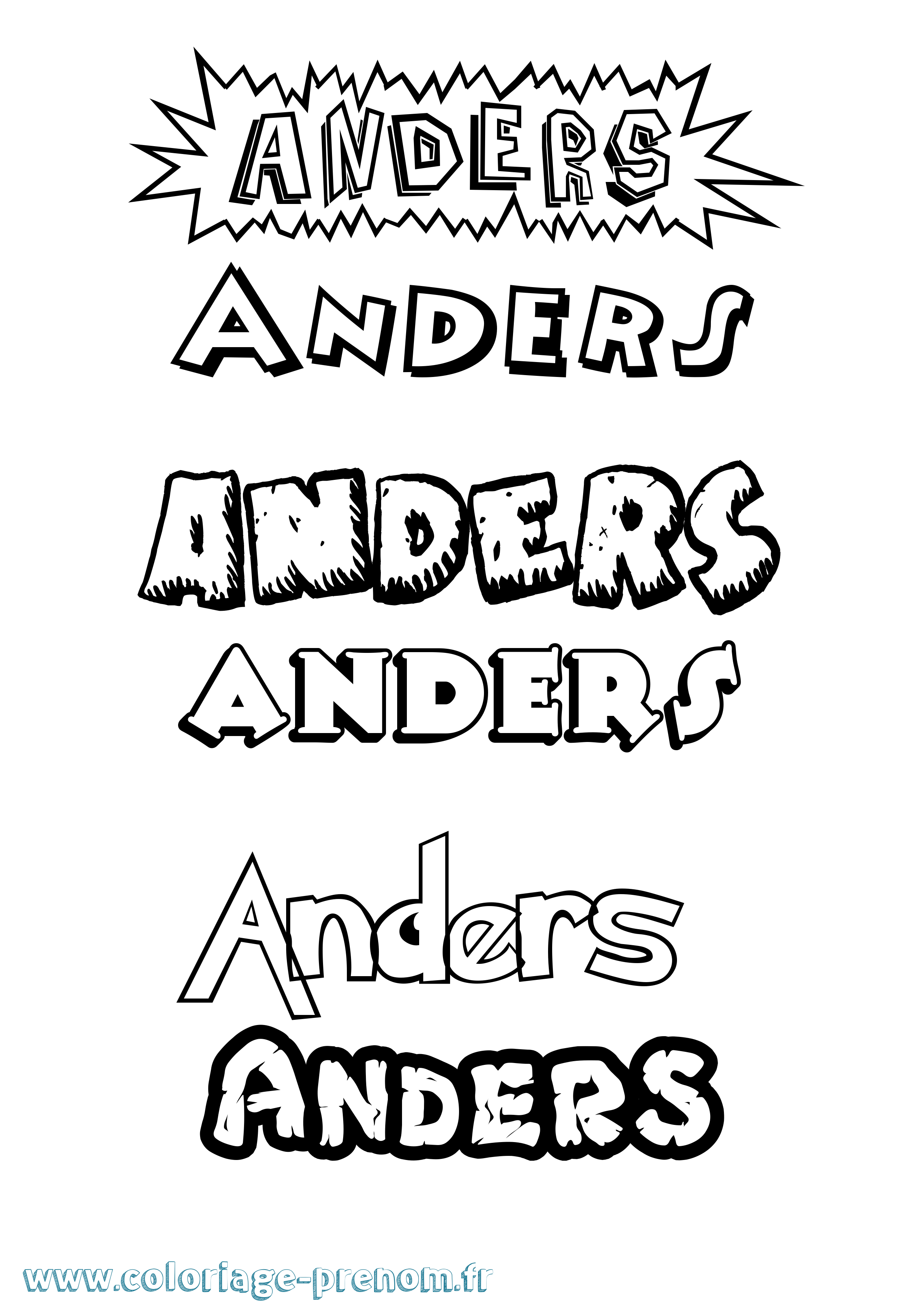 Coloriage Anders Dessin Animé Coloriage prénom Anders Dessin Animé