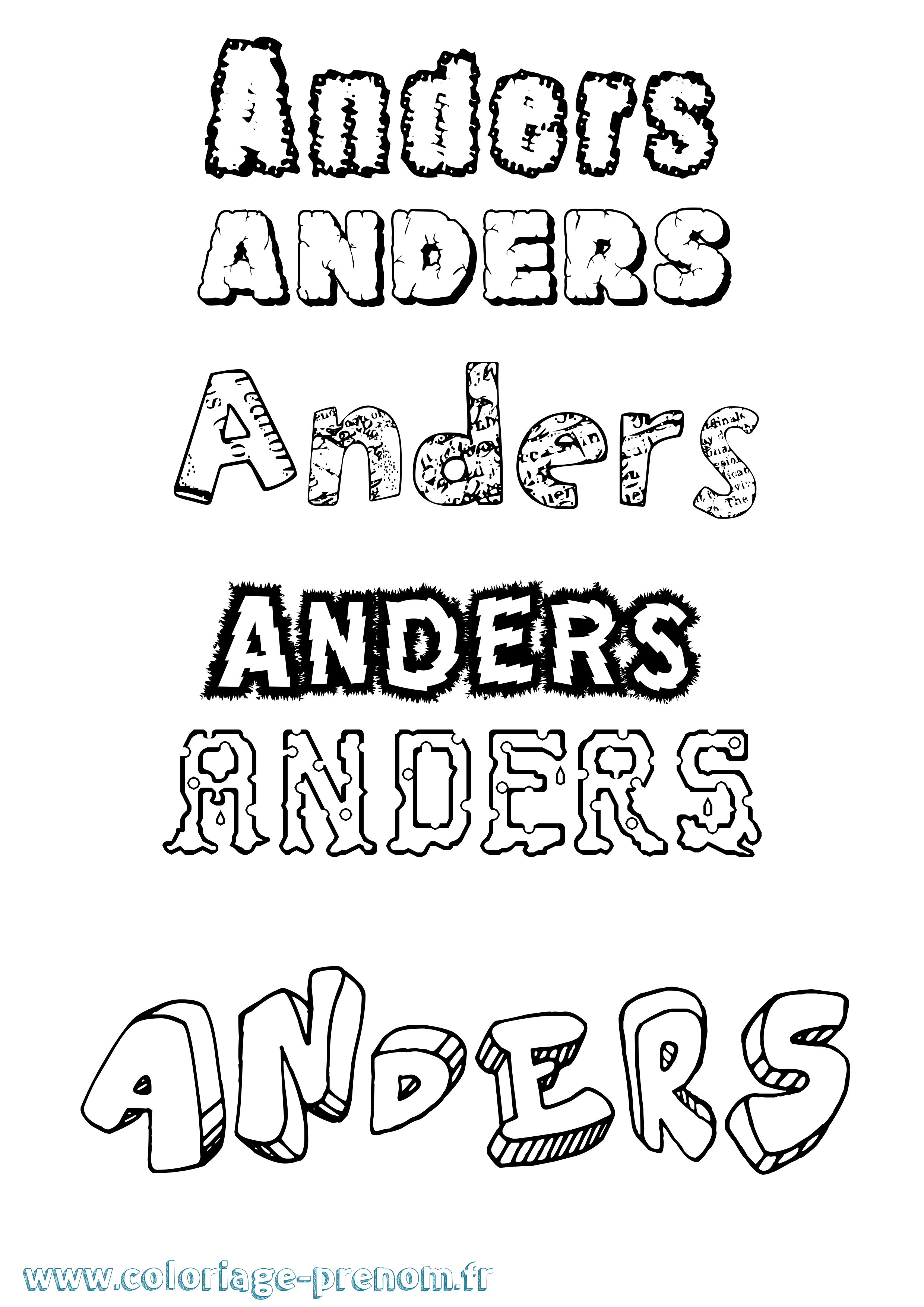 Coloriage Anders Destructuré Coloriage prénom Anders Destructuré