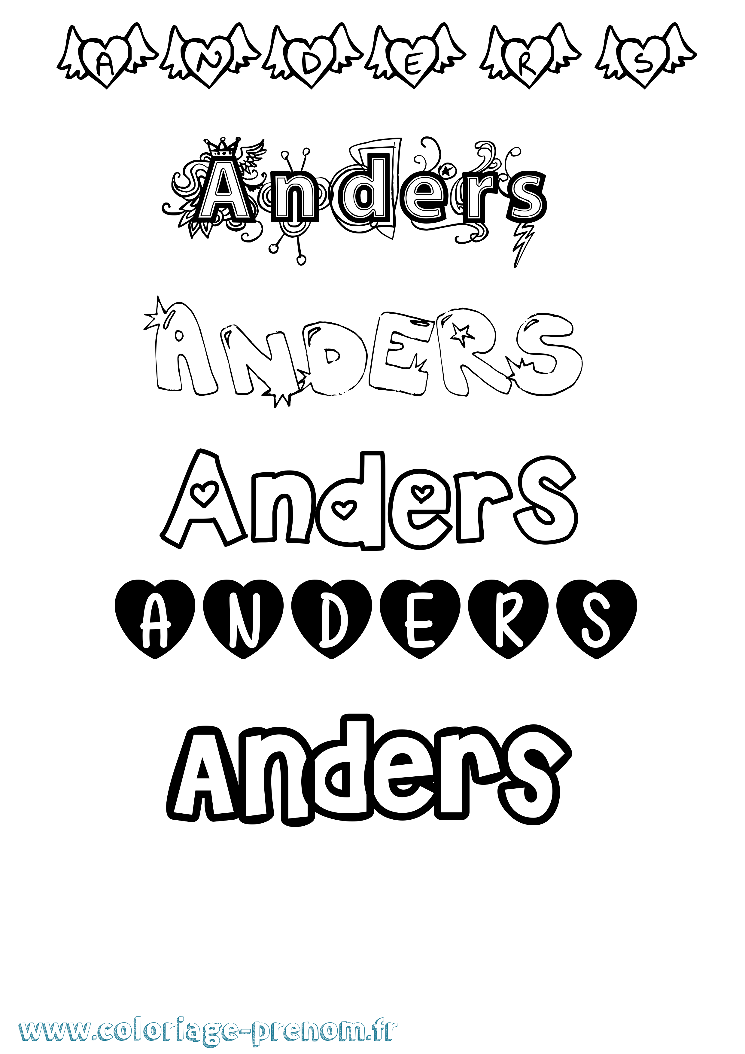 Coloriage Anders Girly Coloriage prénom Anders Girly