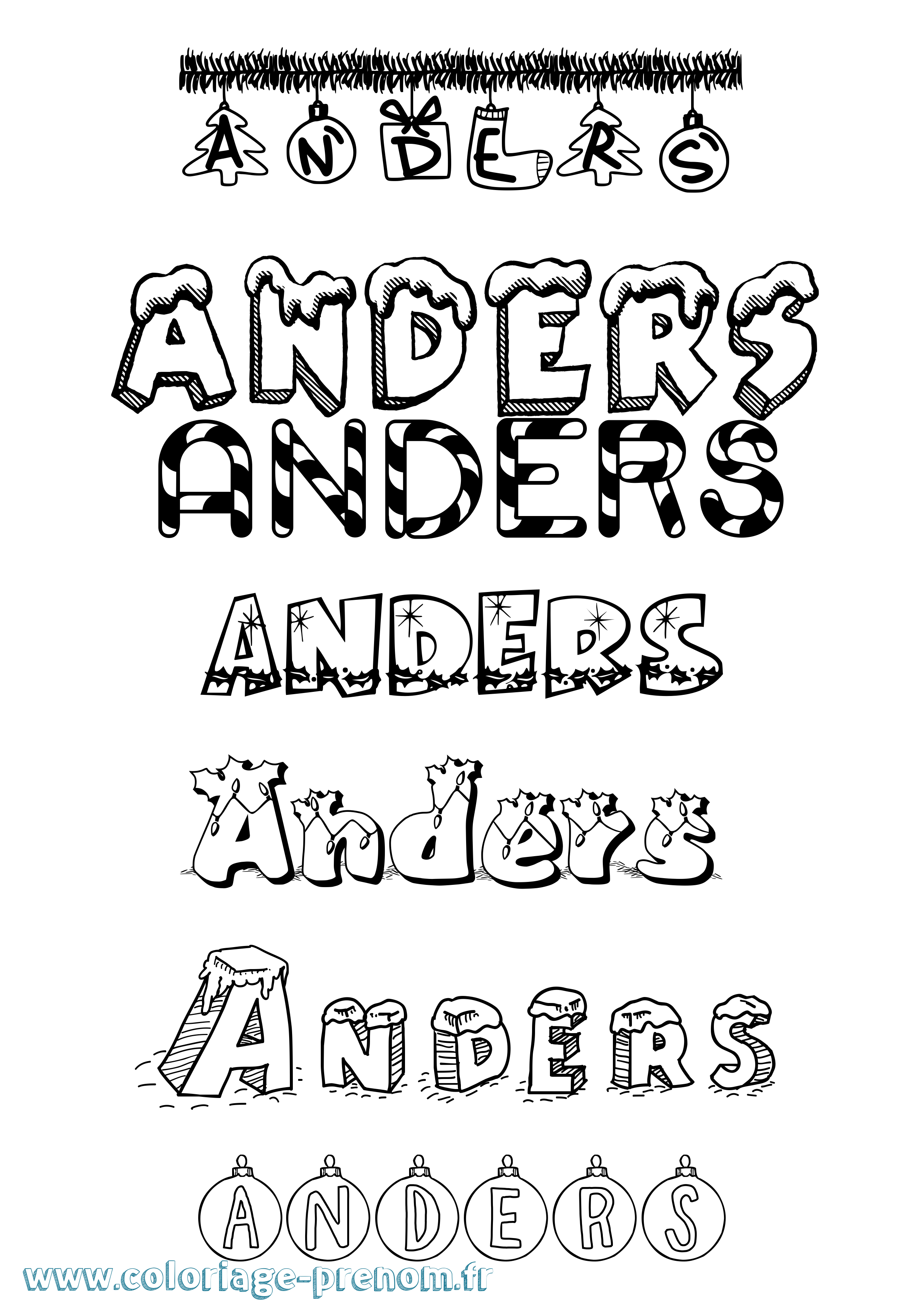 Coloriage Anders Noël Coloriage prénom Anders Noël