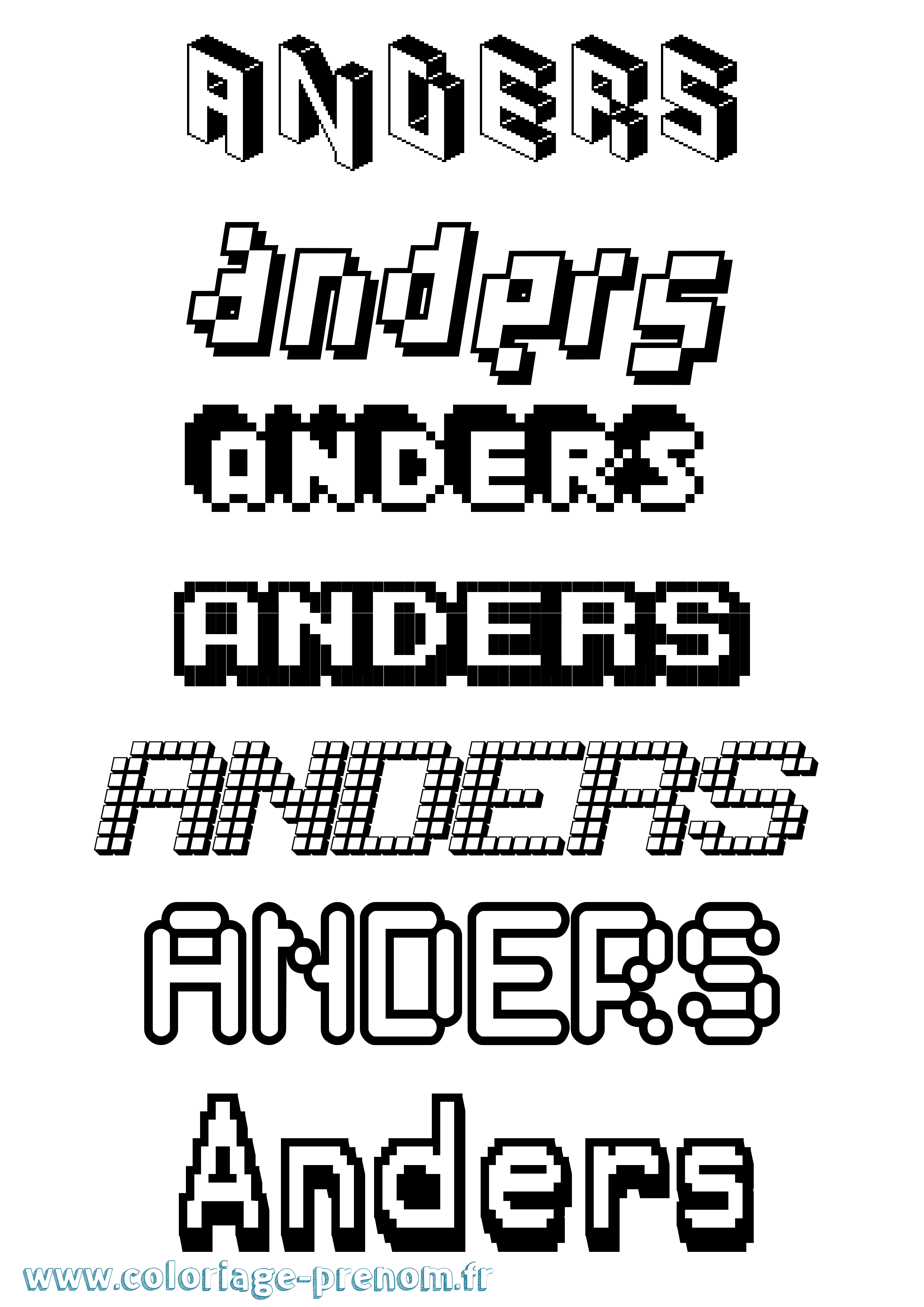 Coloriage Anders Pixel Coloriage prénom Anders Pixel